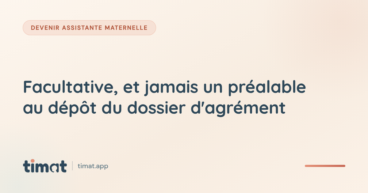 Couverture TiMat : la réunion d'information agrément est facultative et jamais un préalable au dépôt du dossier