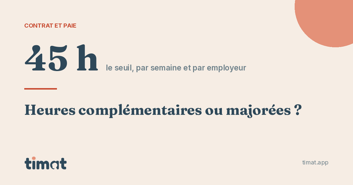 Le seuil des heures majorées est fixé à 45 heures par semaine chez un même employeur