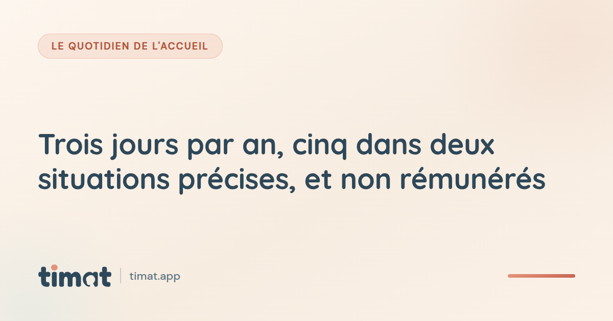 Trois jours par an, cinq dans deux situations précises, et non rémunérés