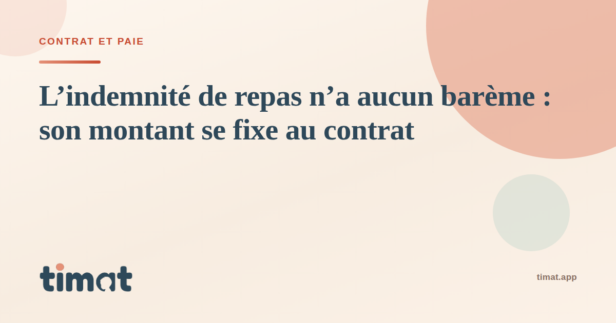 L'indemnité de repas n'a aucun barème : son montant se fixe au contrat