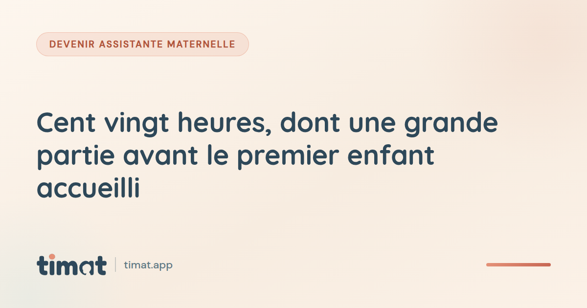 Cent vingt heures, dont une grande partie avant le premier enfant accueilli