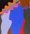 An untitled artwork by Mohamed Melehi from 2001. The artwork is colorful and various organic-looking shapes can be seen in it.