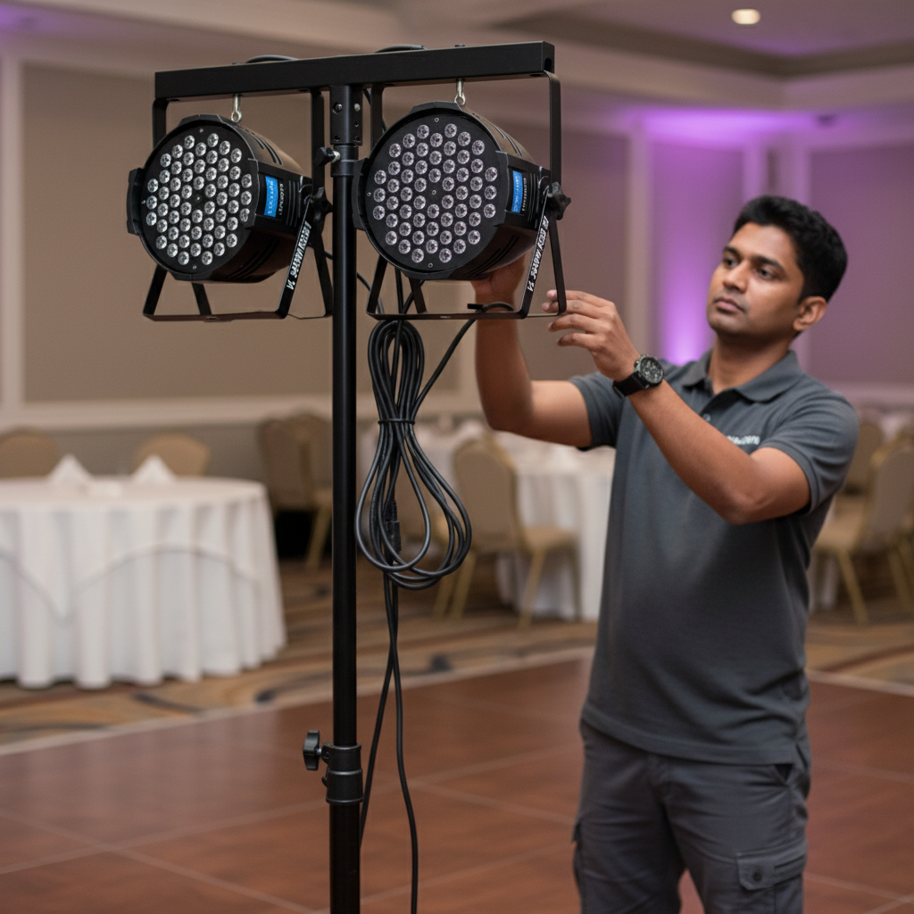 54 PAR LIGHT BEING SETUP AT EVENT