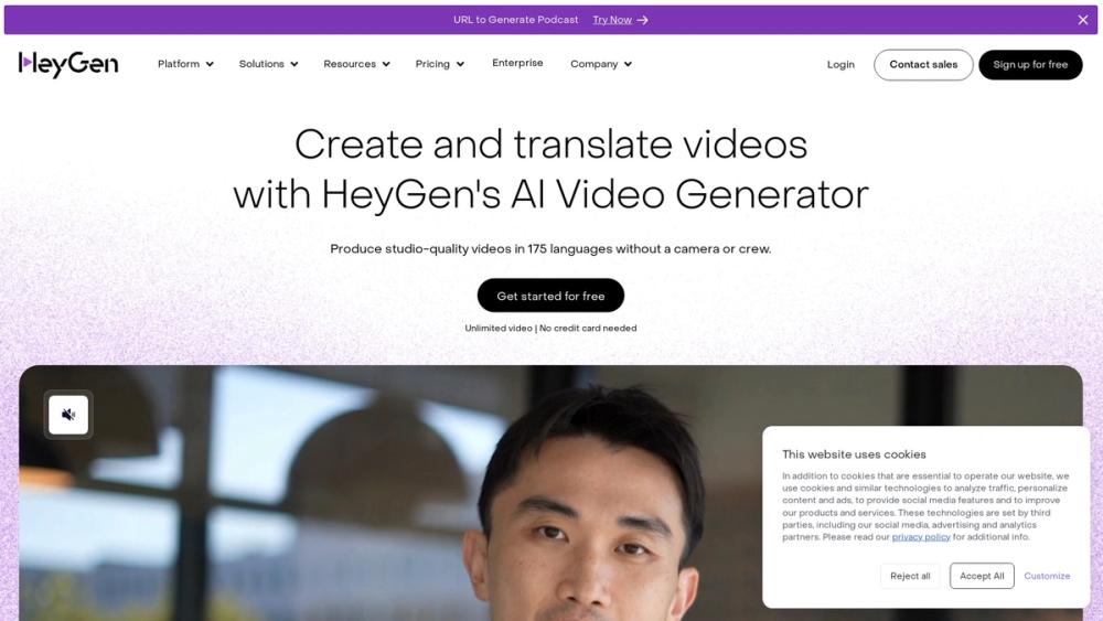 HeyGen video creation dashboard