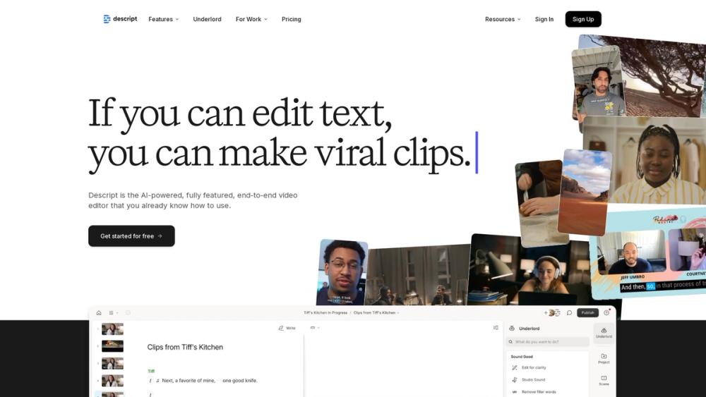 Descript editing interface Descript editing interface