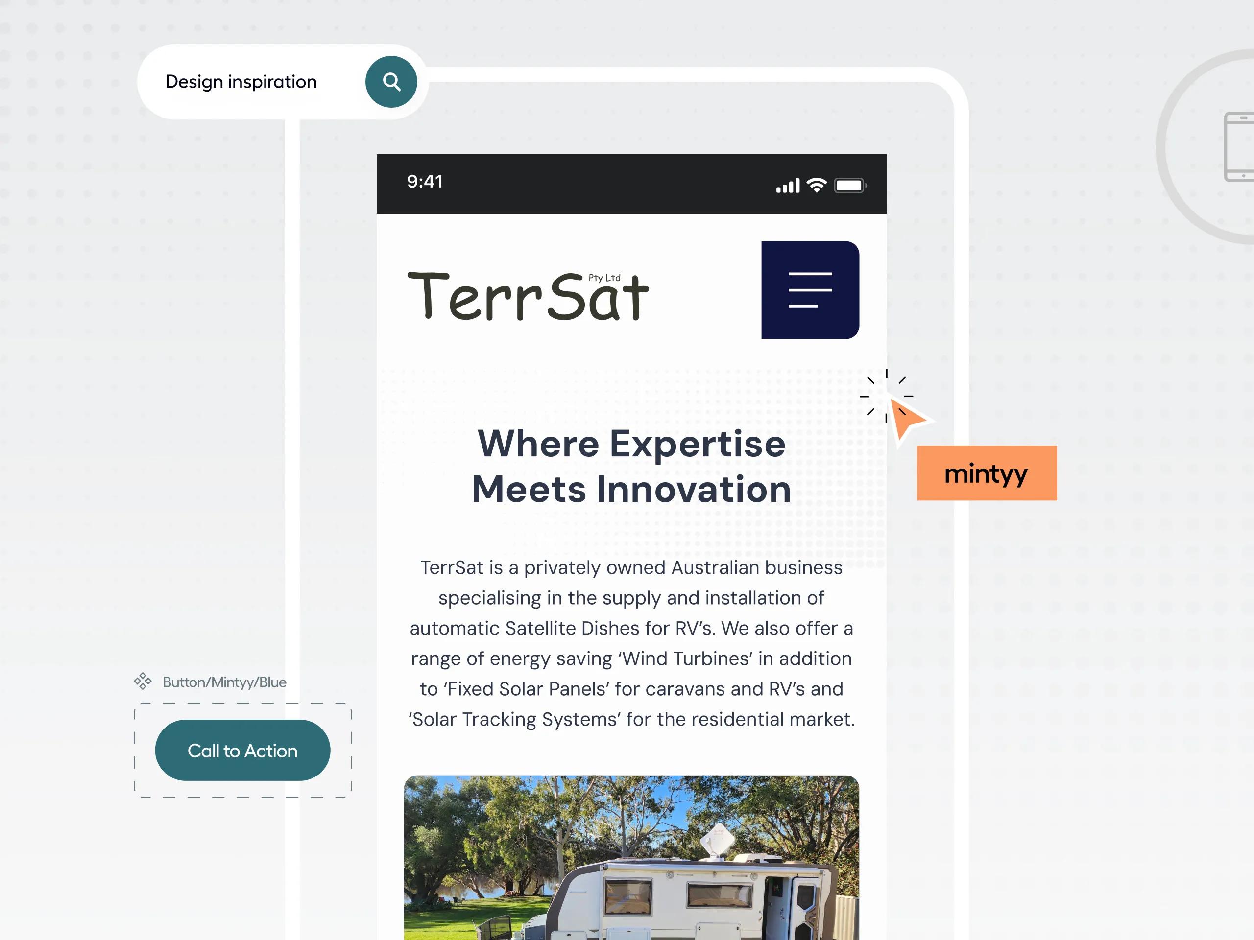 A mockup of the TerrSat website on mobile.