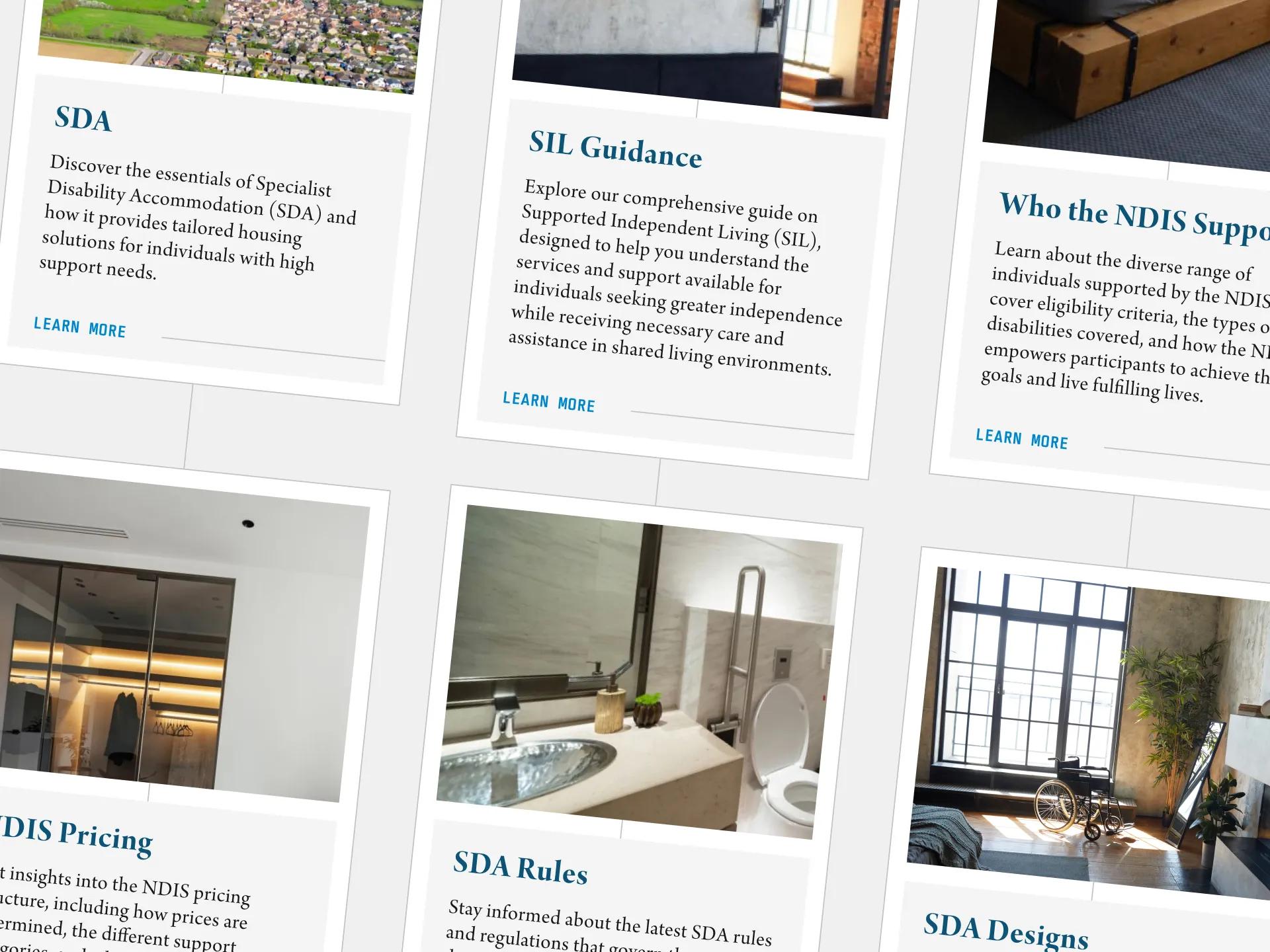 A mockup of some of the service cards.