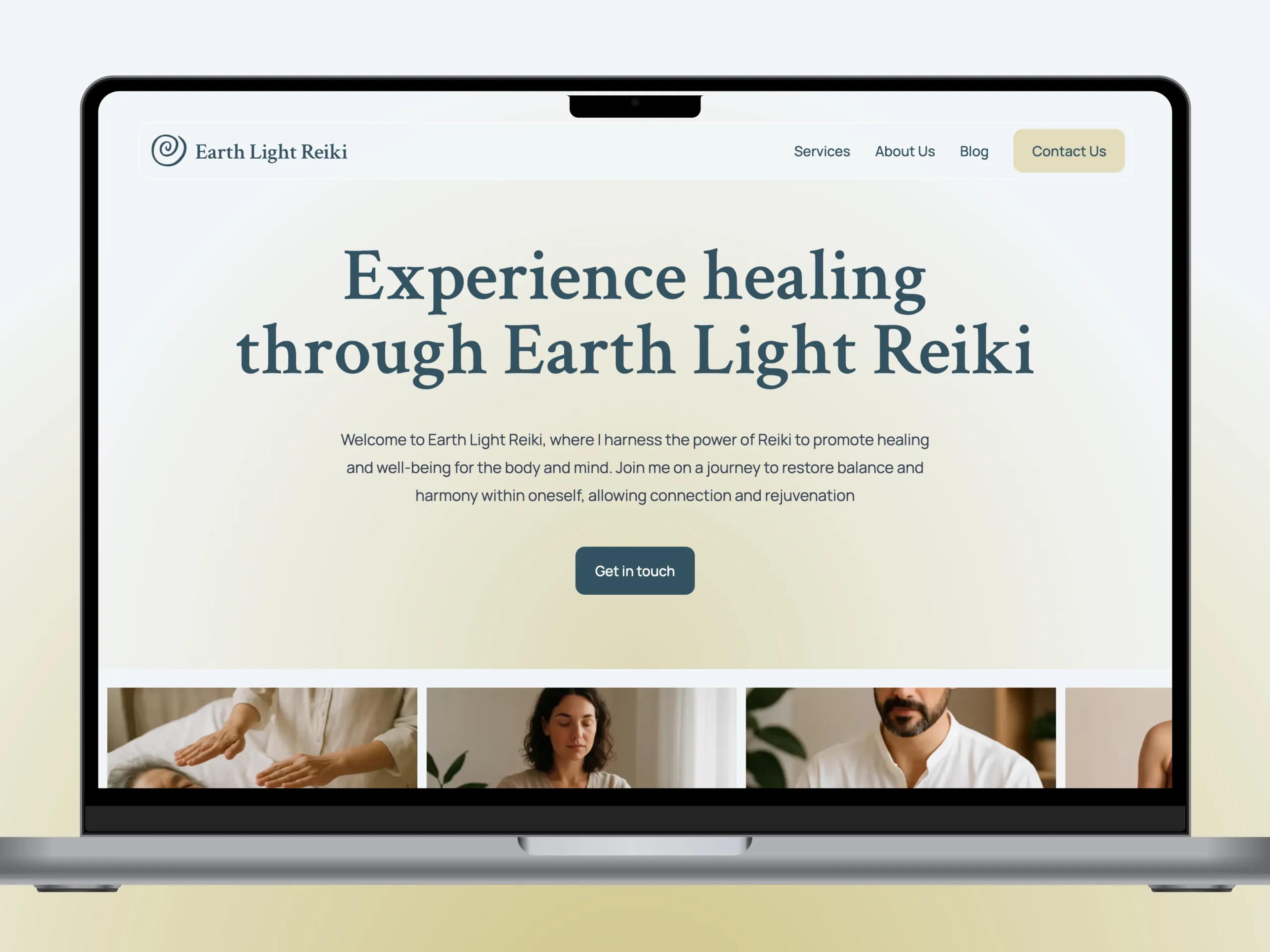 A mockup of the Earth Light Reiki website on desktop.
