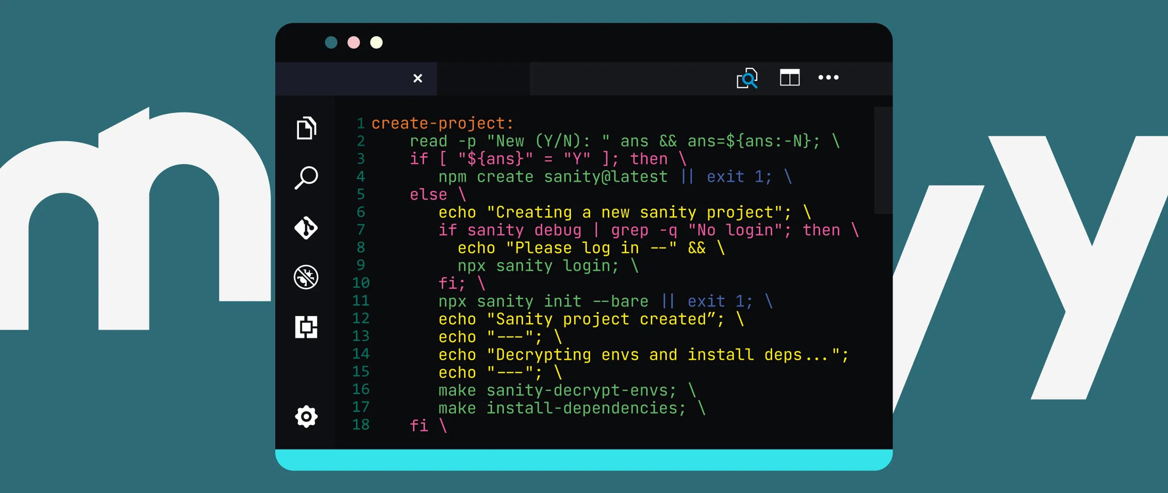 A mockup of a text editor with a make command on it.