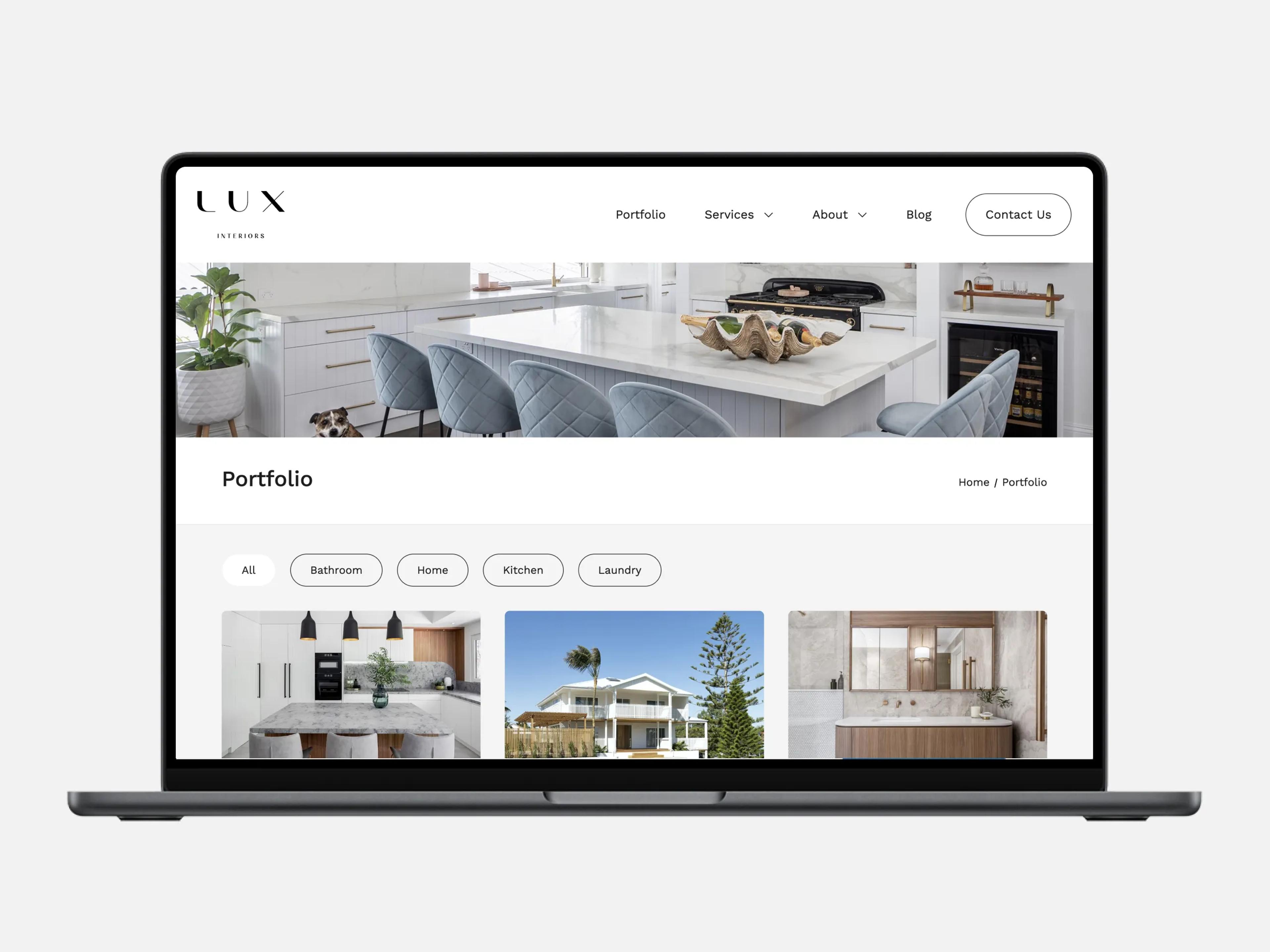A mockup of the Lux portfolio page