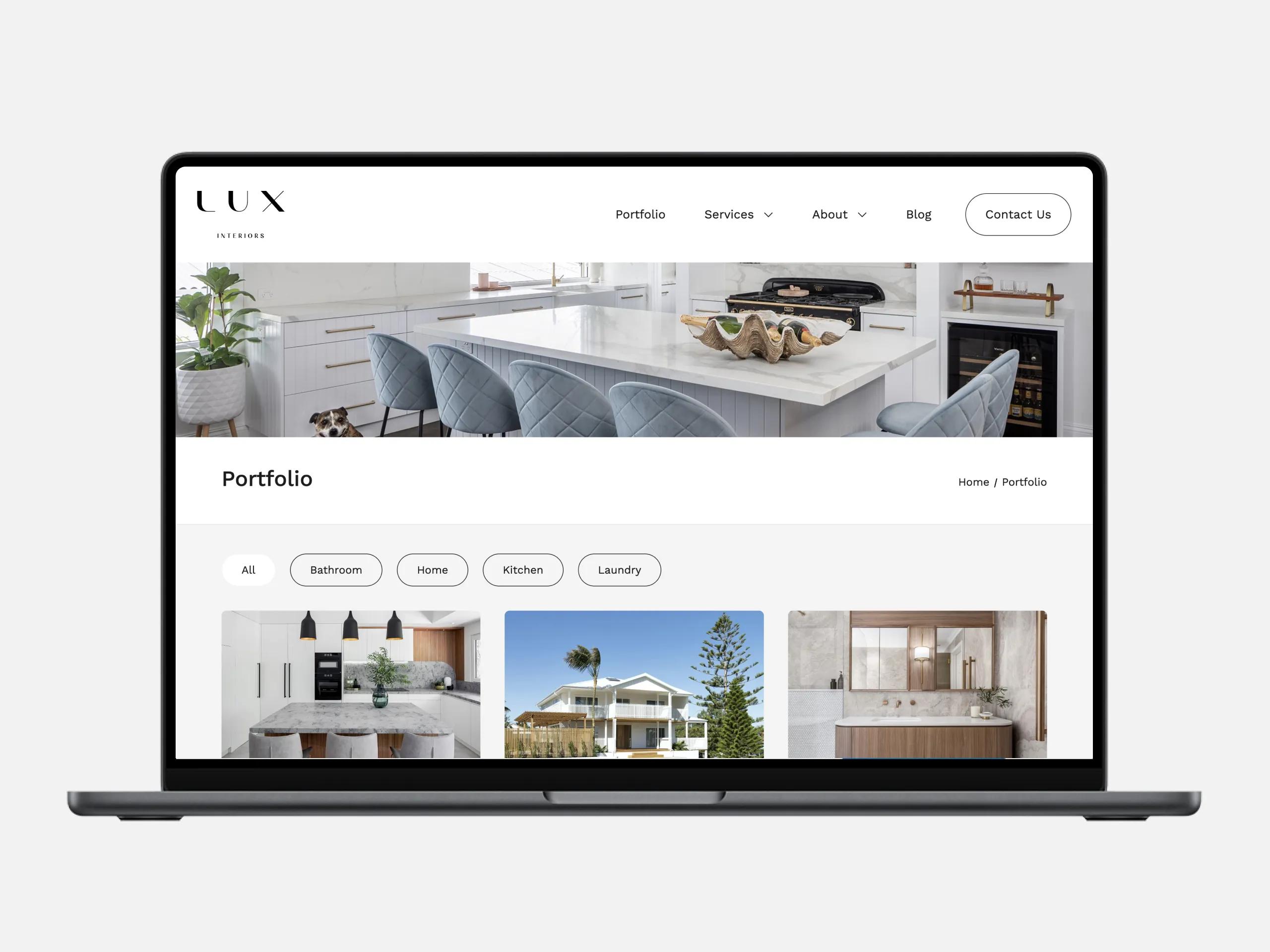 A mockup of the Lux portfolio page