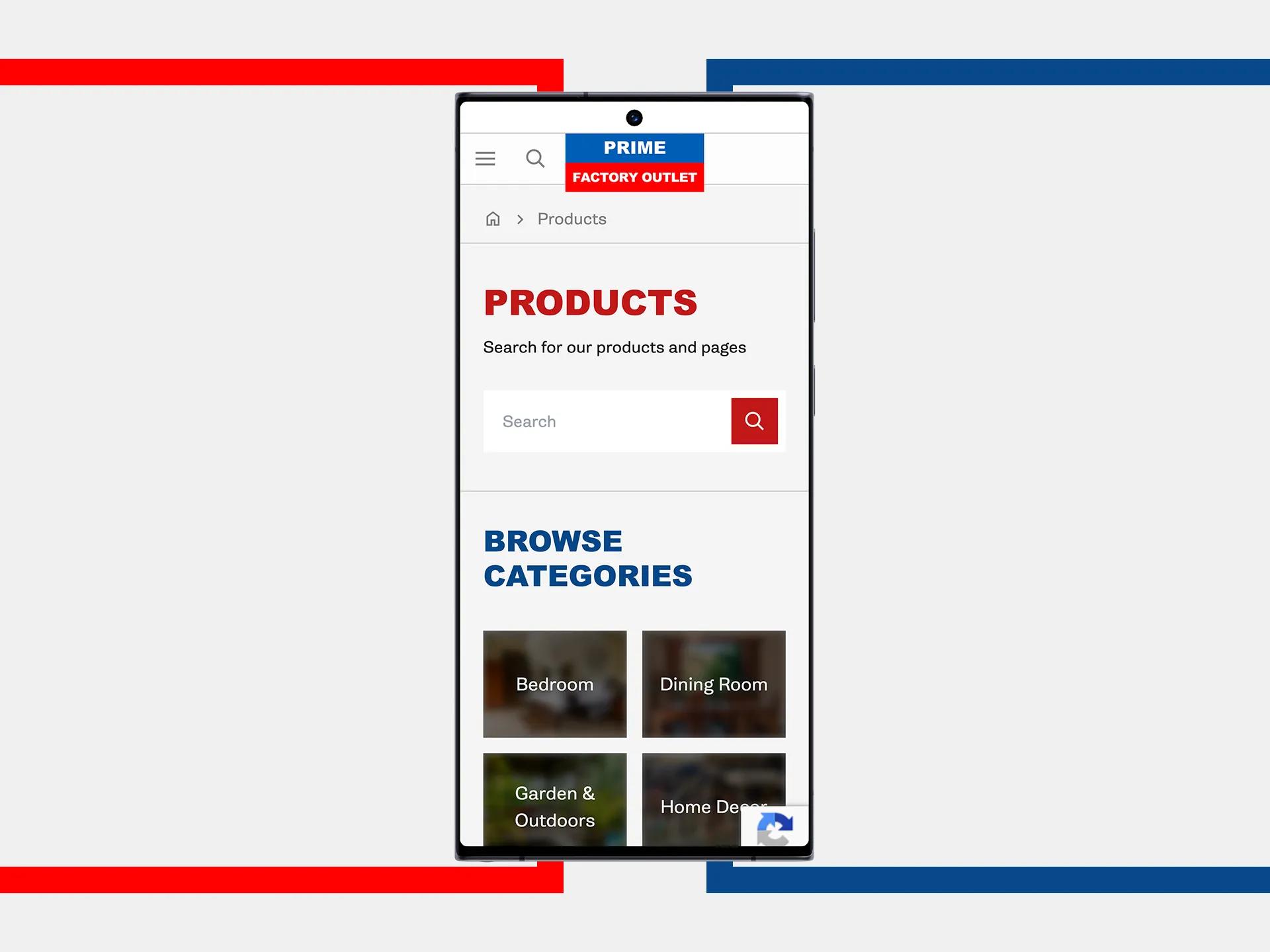 A mockup of the Prime website's navigation on mobile.