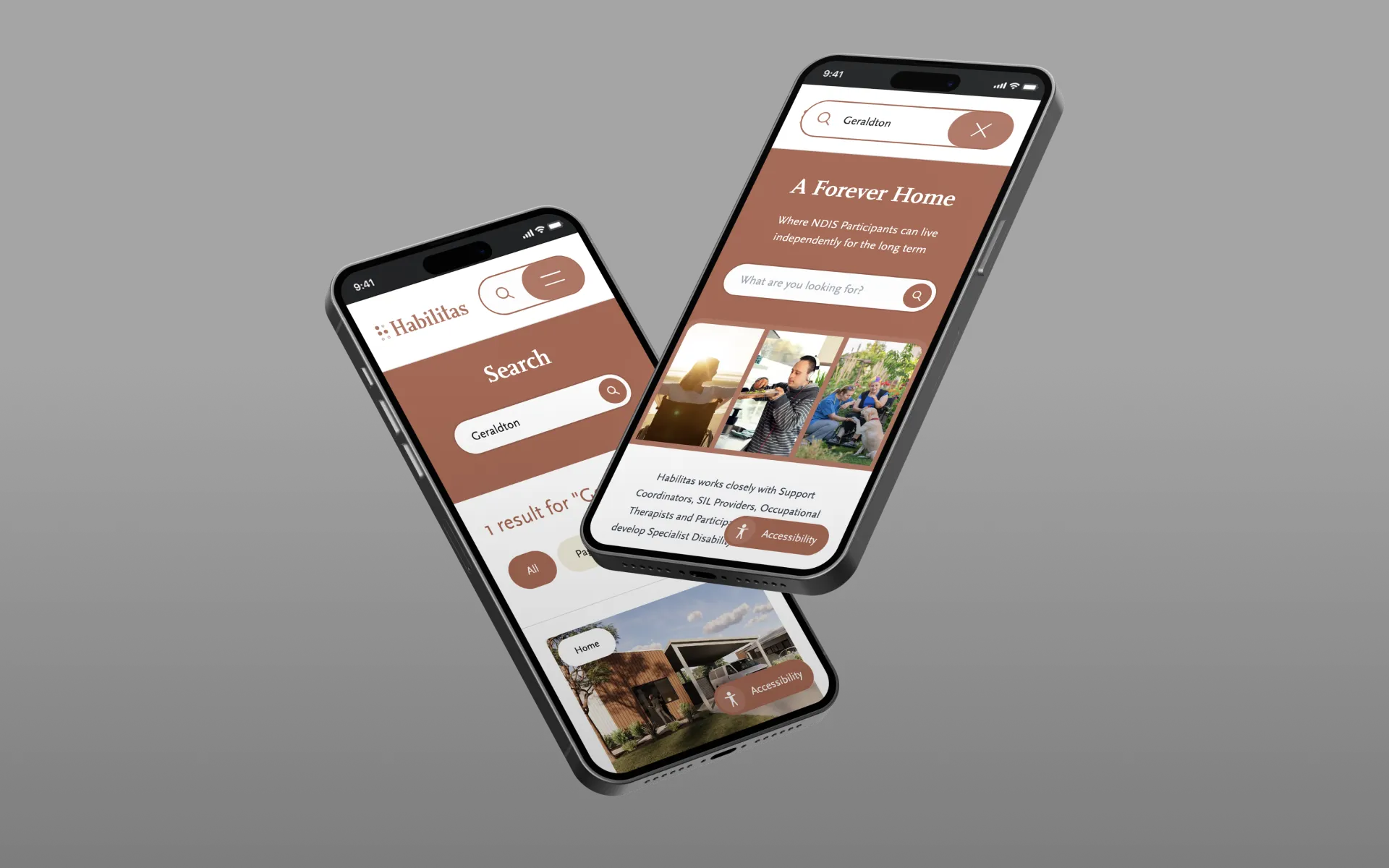 A mockup of the Habilitas website on mobile.