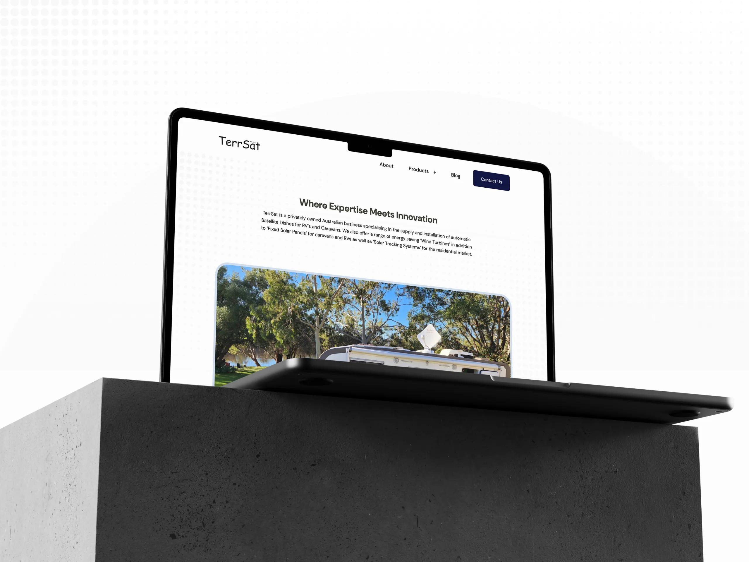 A mockup of the TerrSat website on desktop.