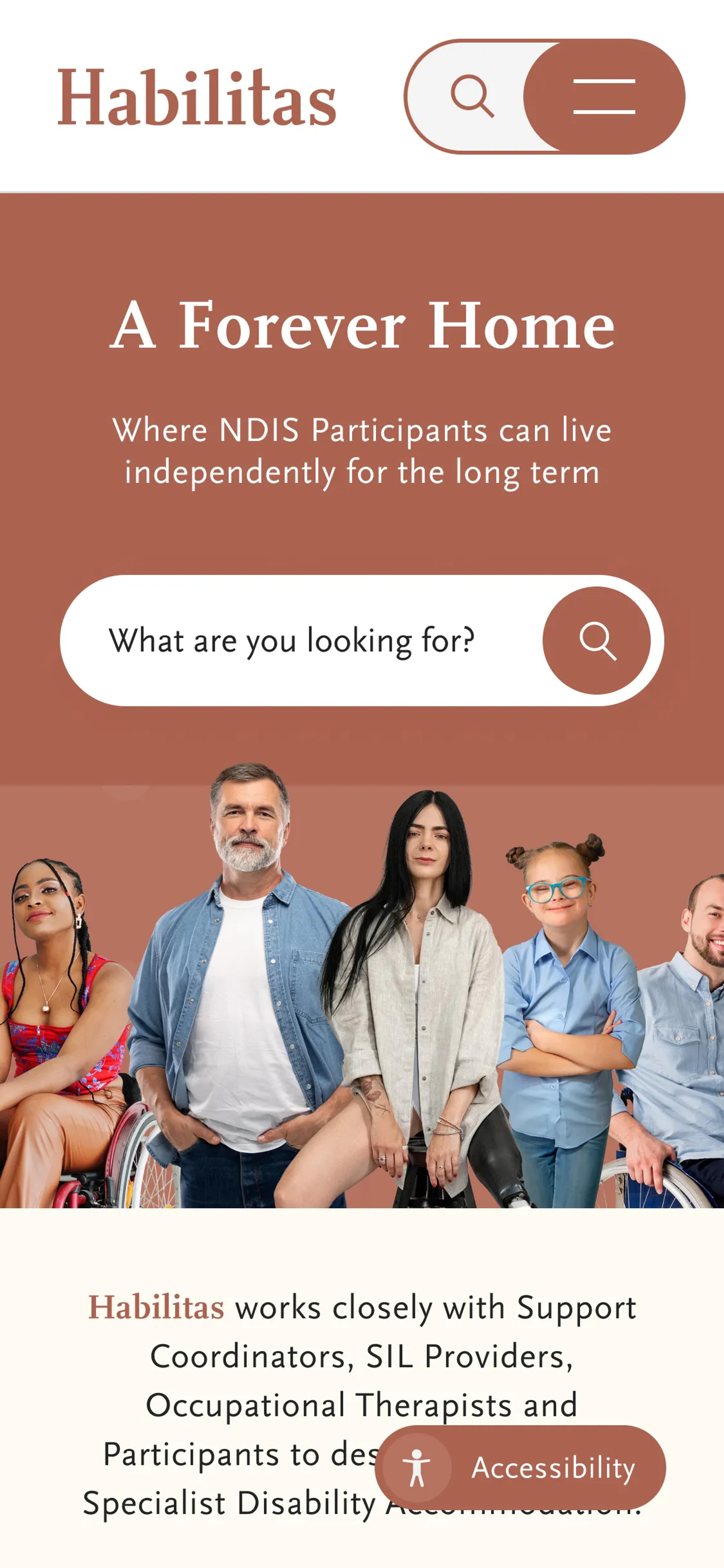 A mockup of the Habilitas website on mobile.