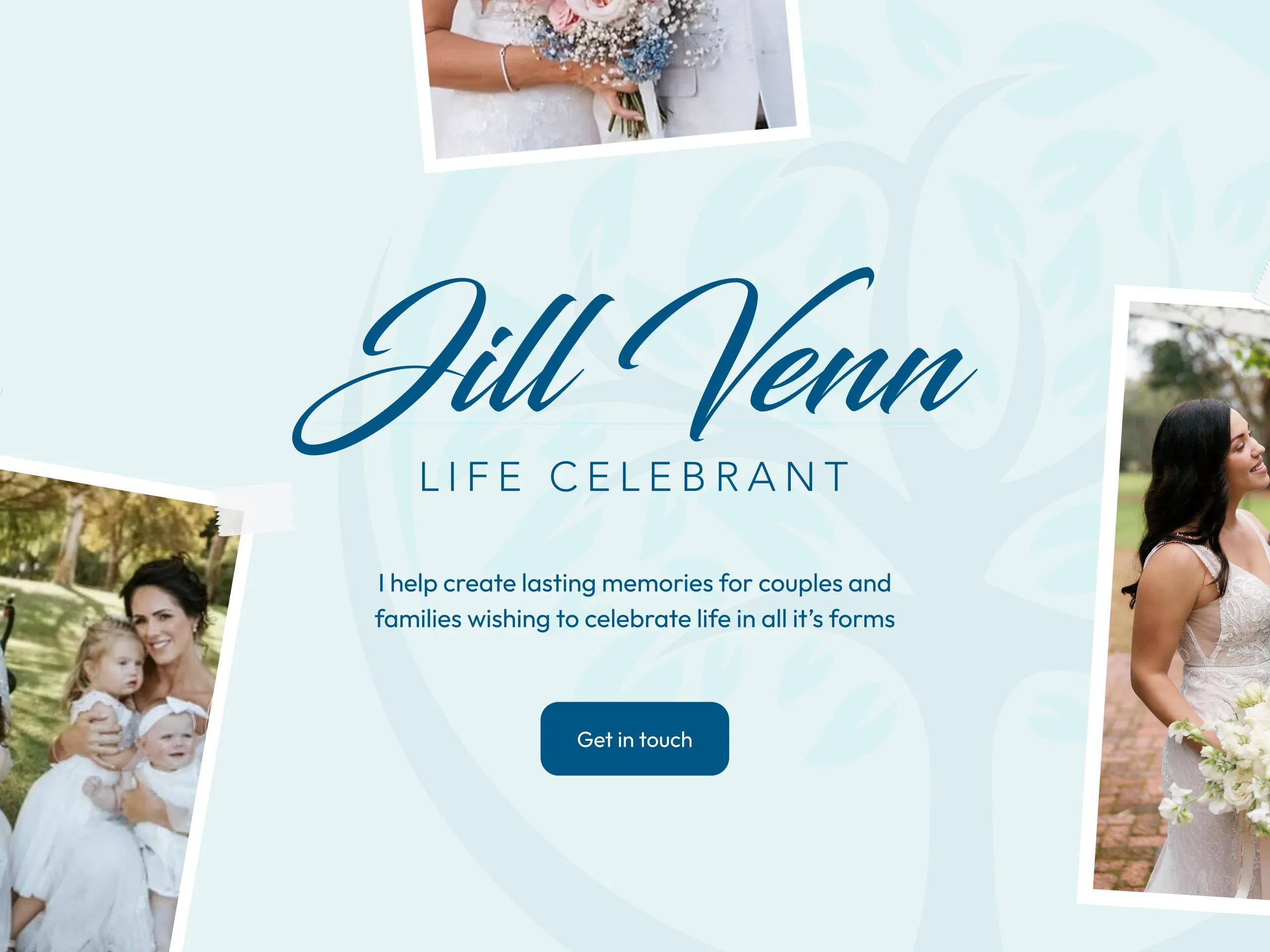 A screenshot of the hero panel of the Jill Venn website.