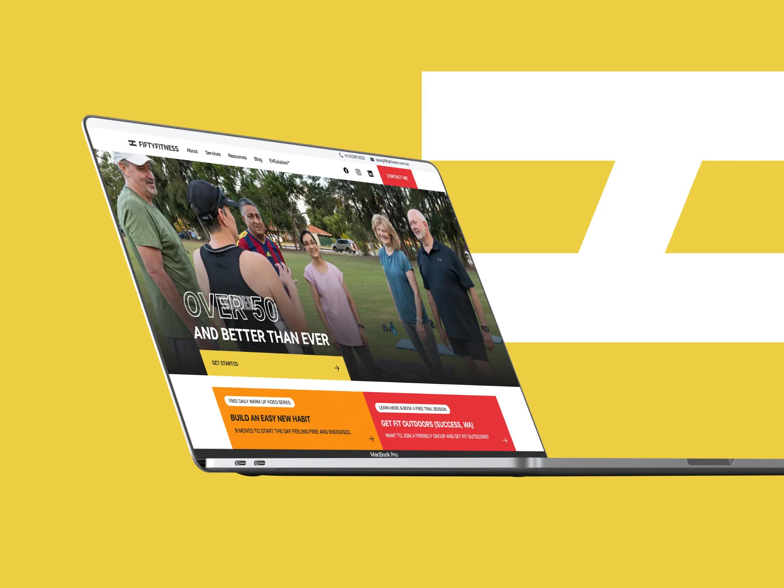 A mockup of the website on desktop.