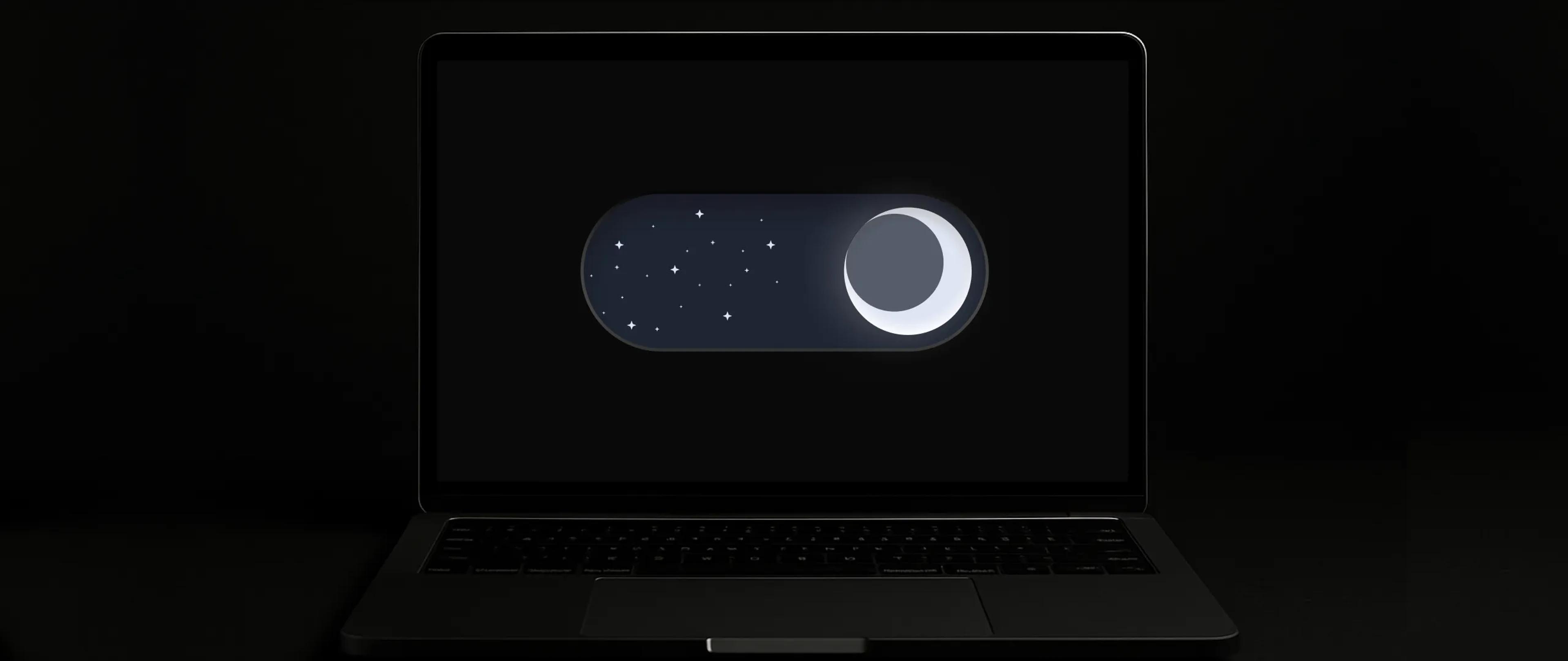 A mockup of a dark mode switch on laptop.