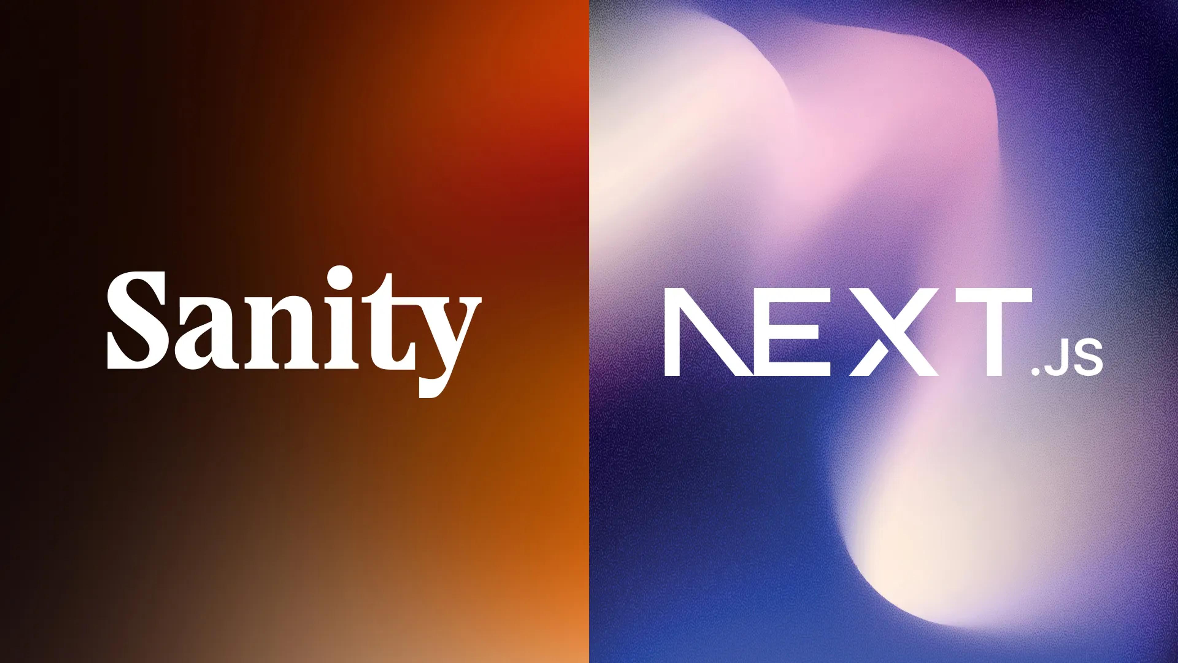 A mockup of the Nextjs and Sanity logos.