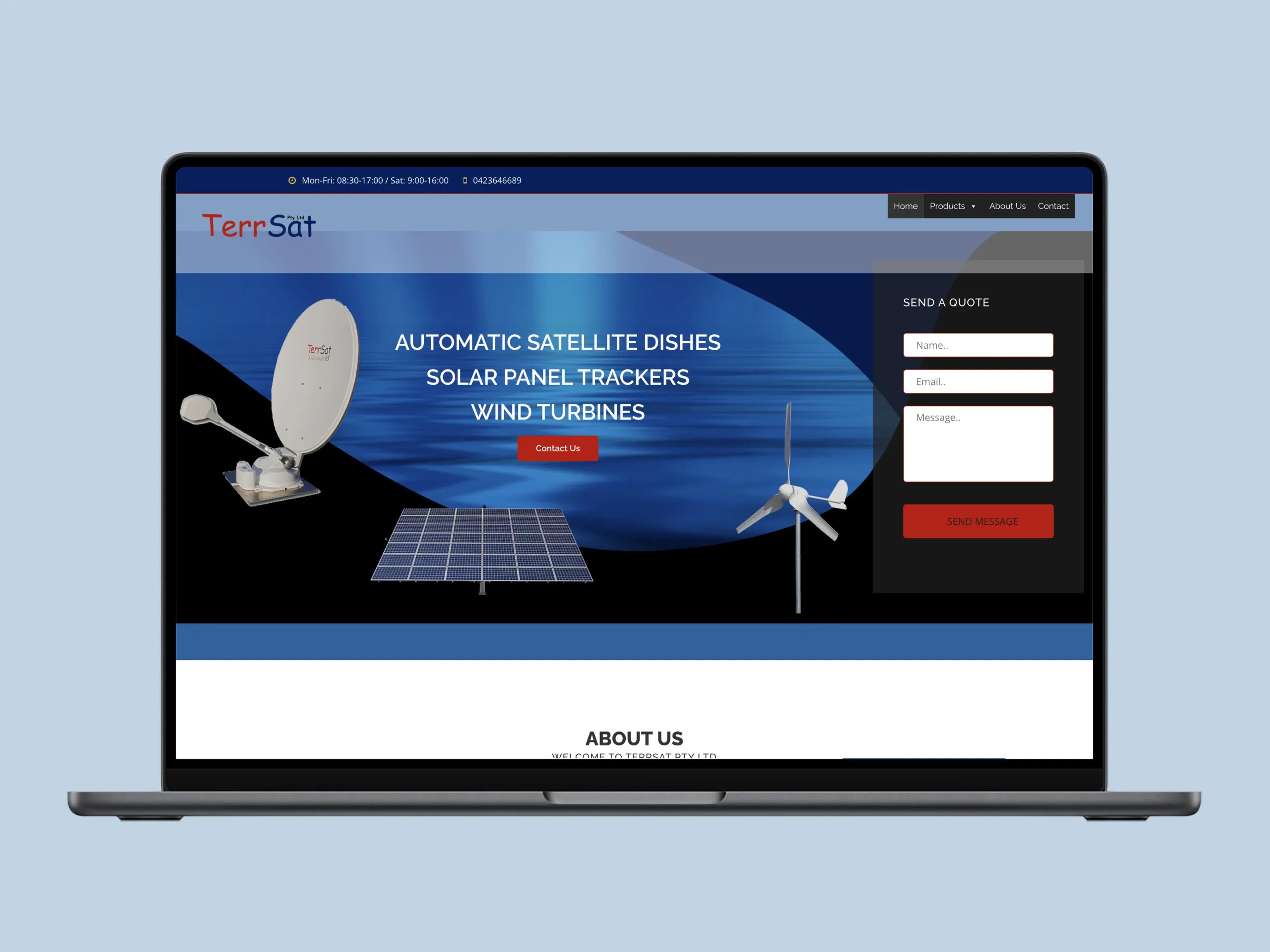 A mockup of the old TerrSat website.