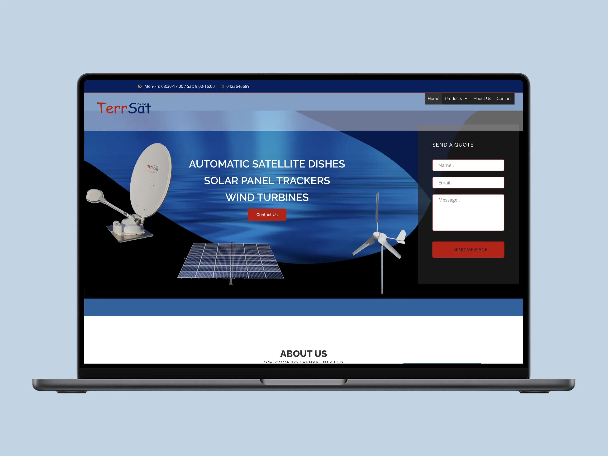 A mockup of the old TerrSat website.