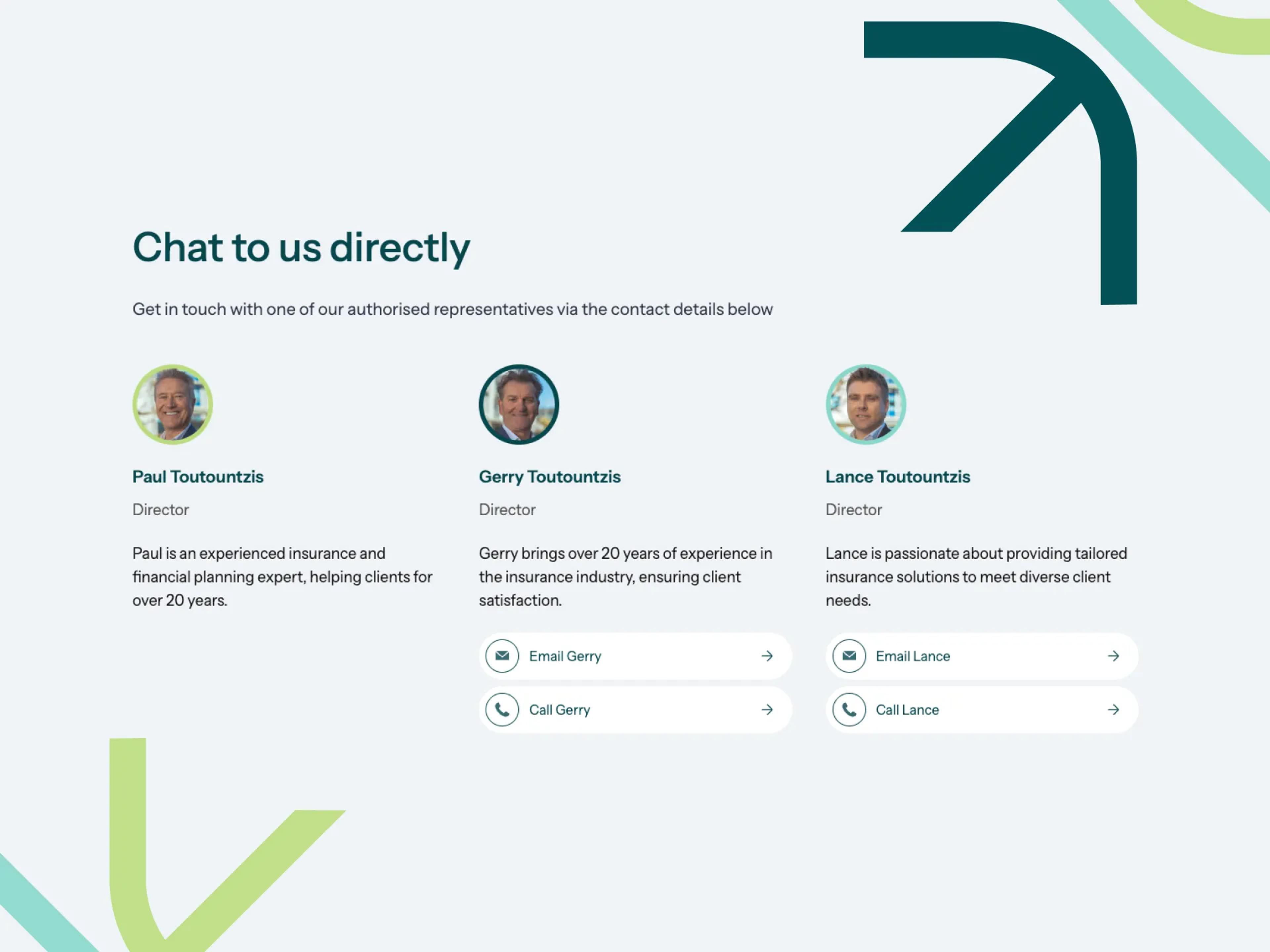A screenshot of the AFG website showing the 3 directors