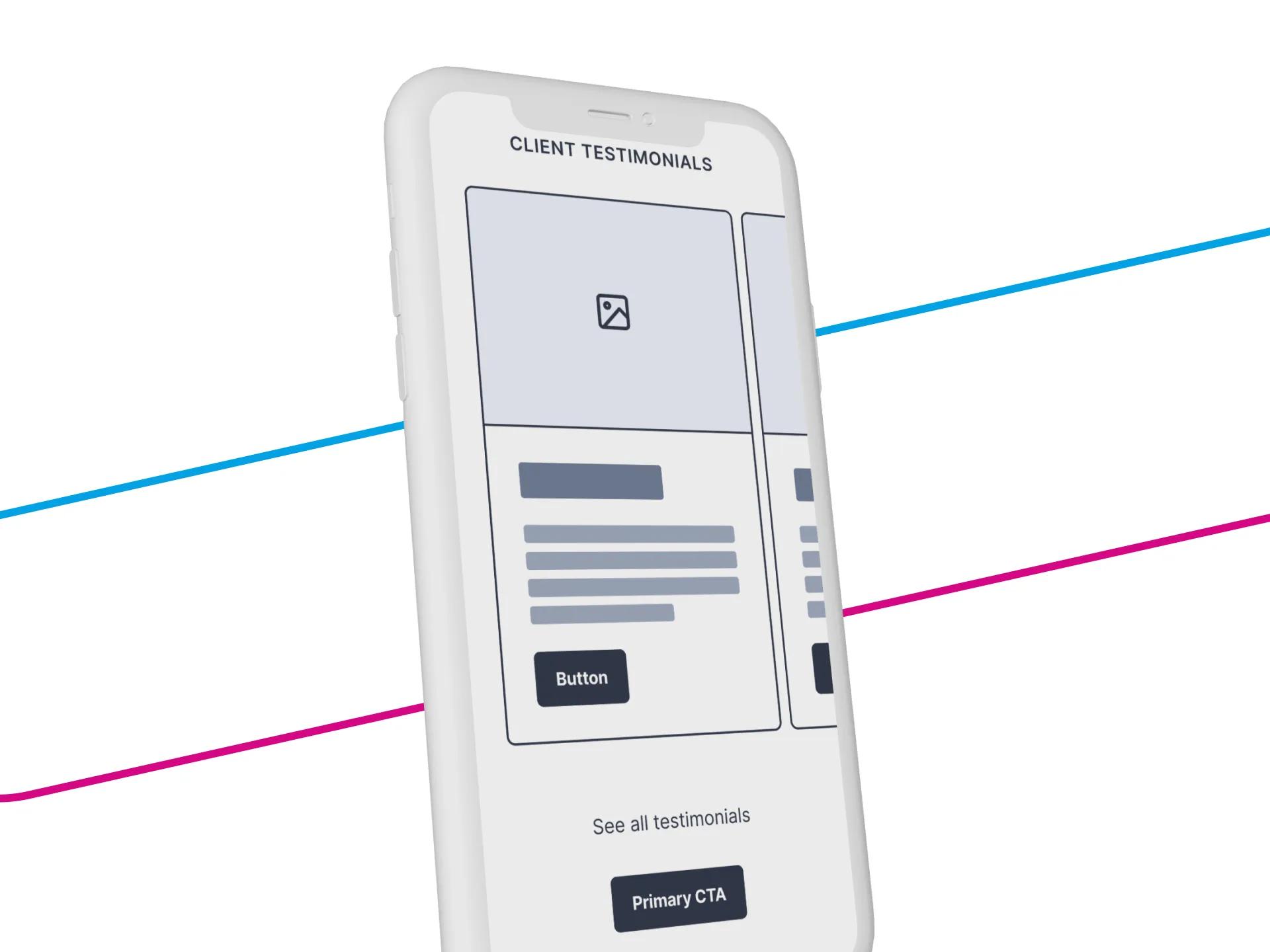 A mockup of a wireframe of the Unify website