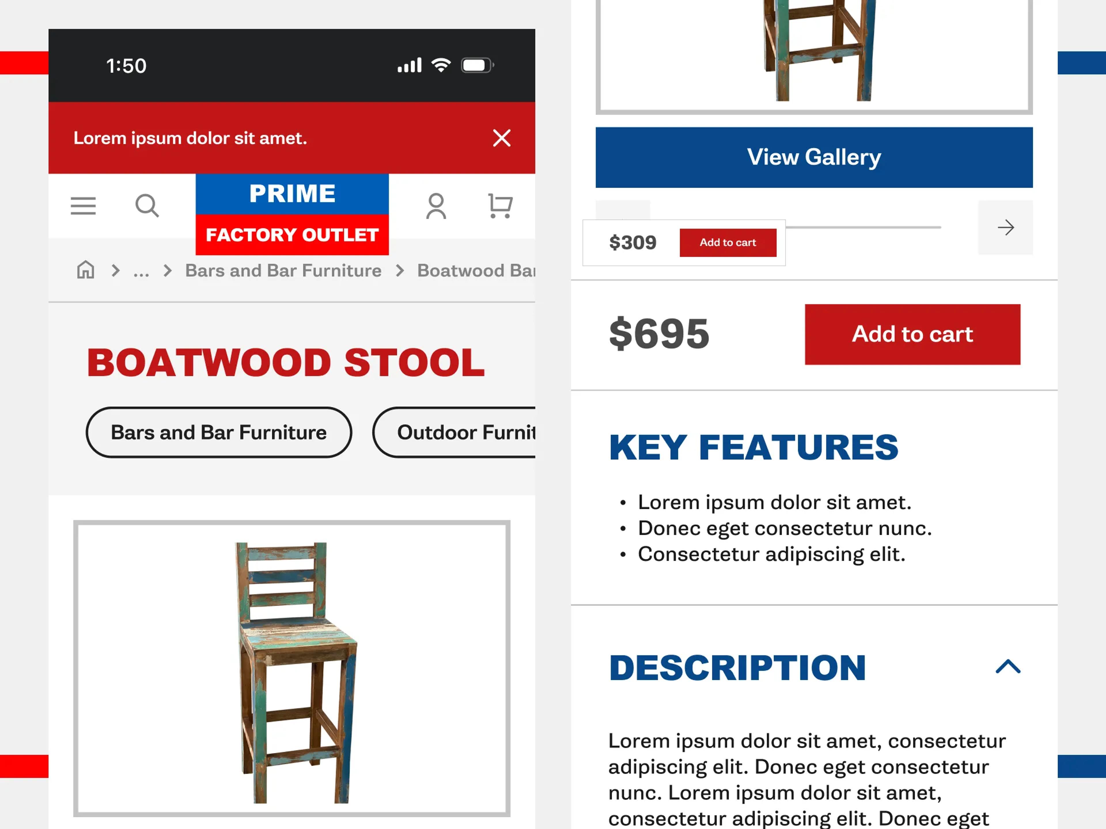 A mockup of the product page.