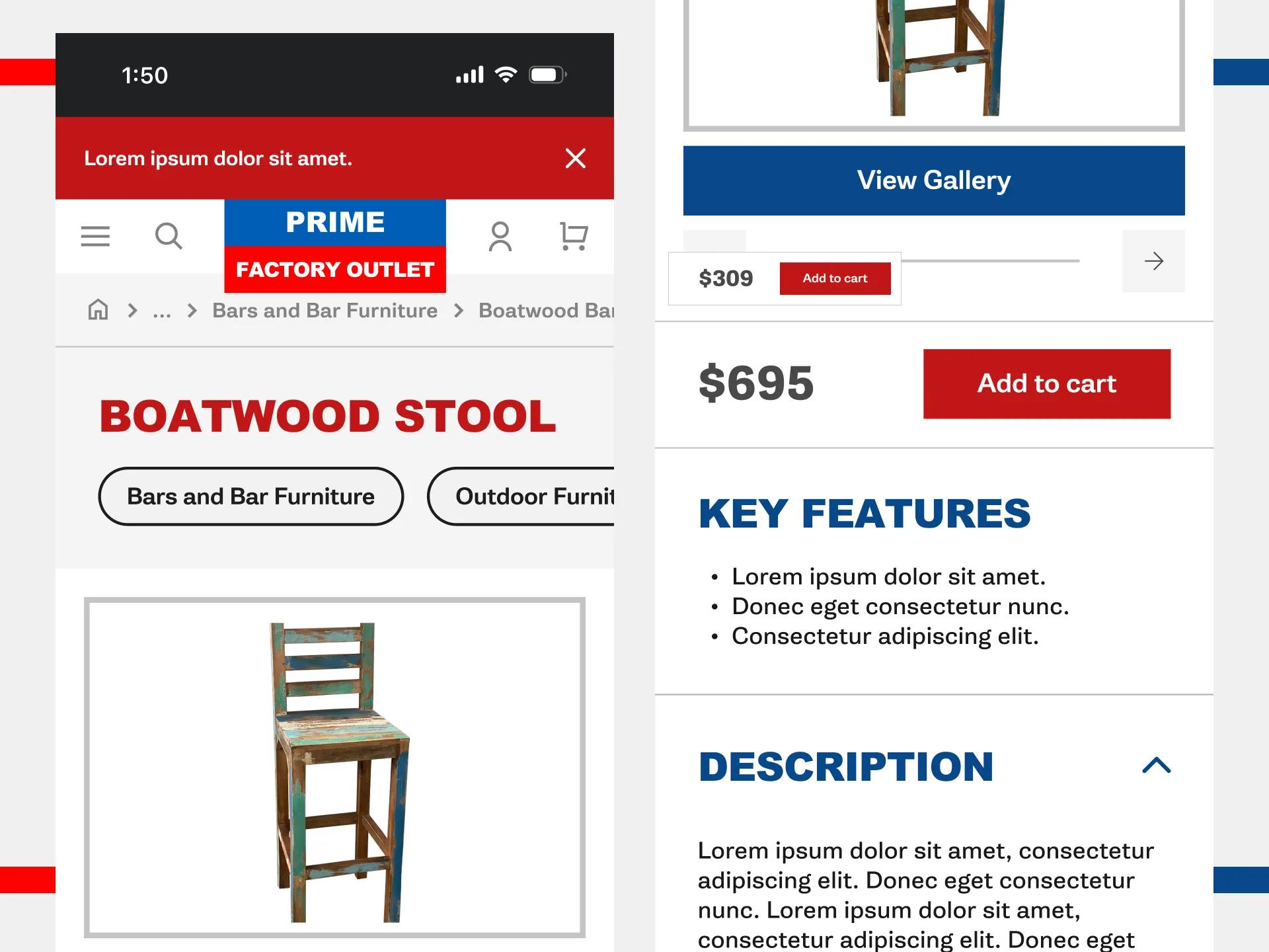 A mockup of the product page.