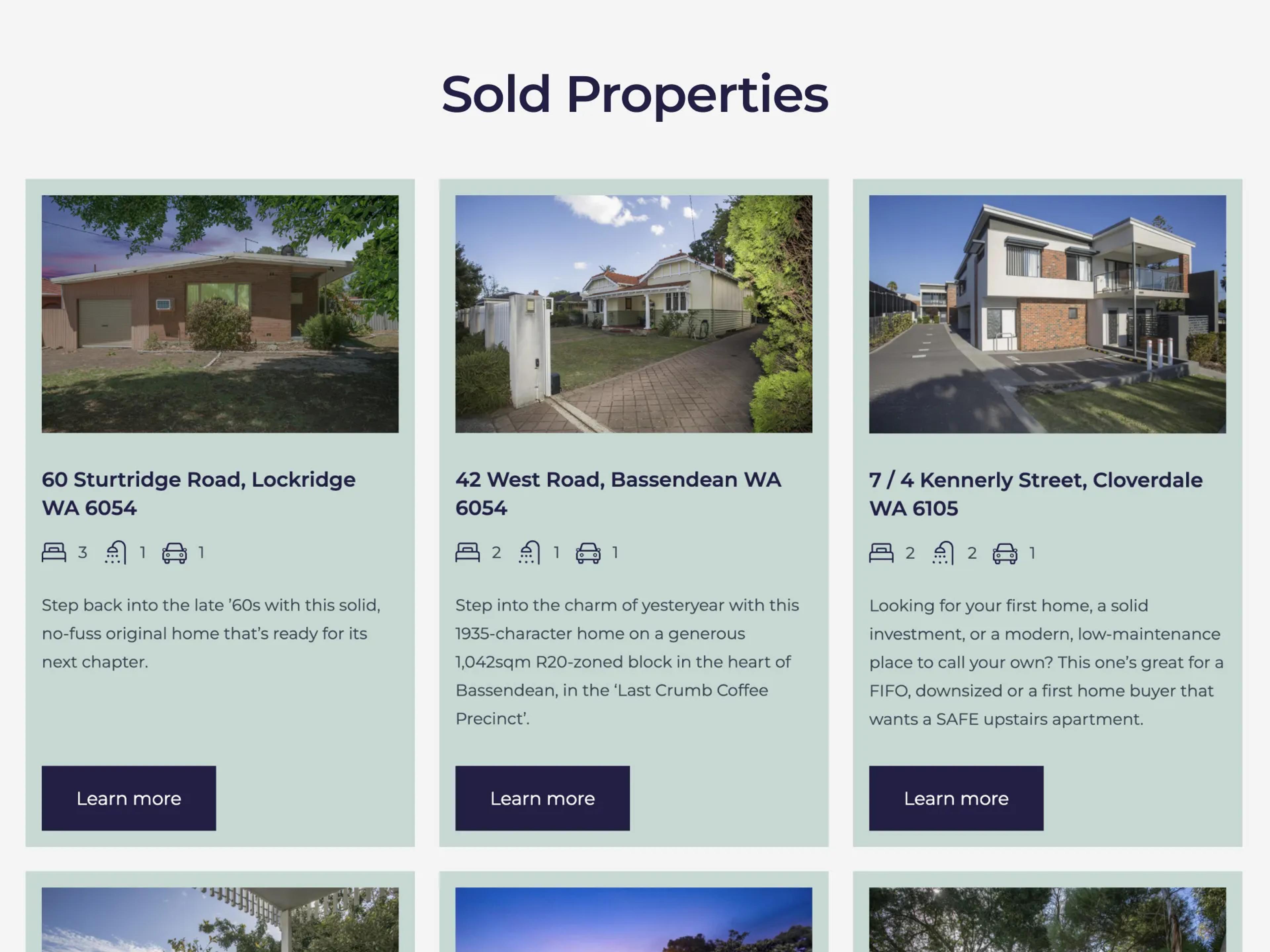 A mockup of the property listings block.