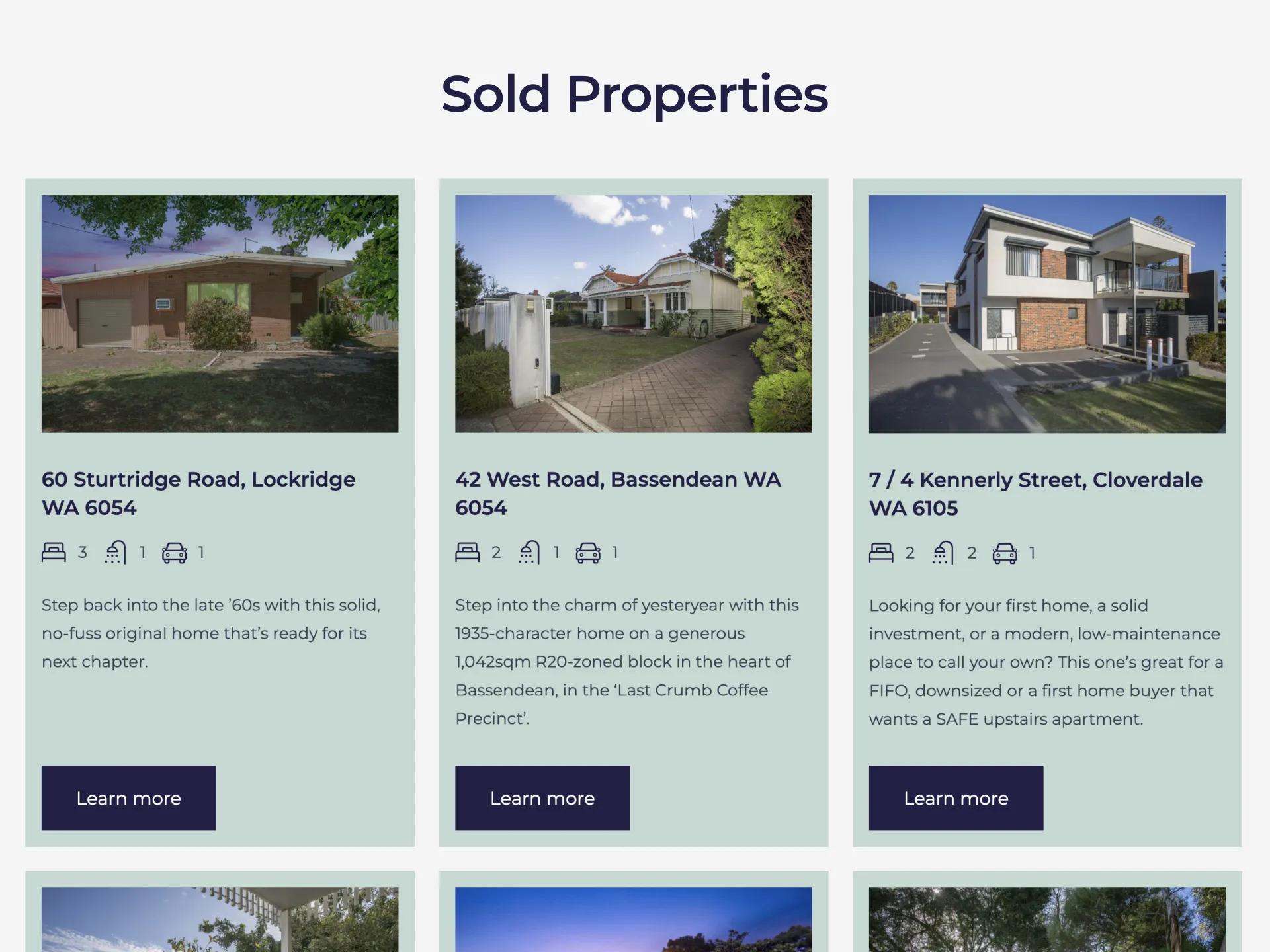 A mockup of the property listings block.