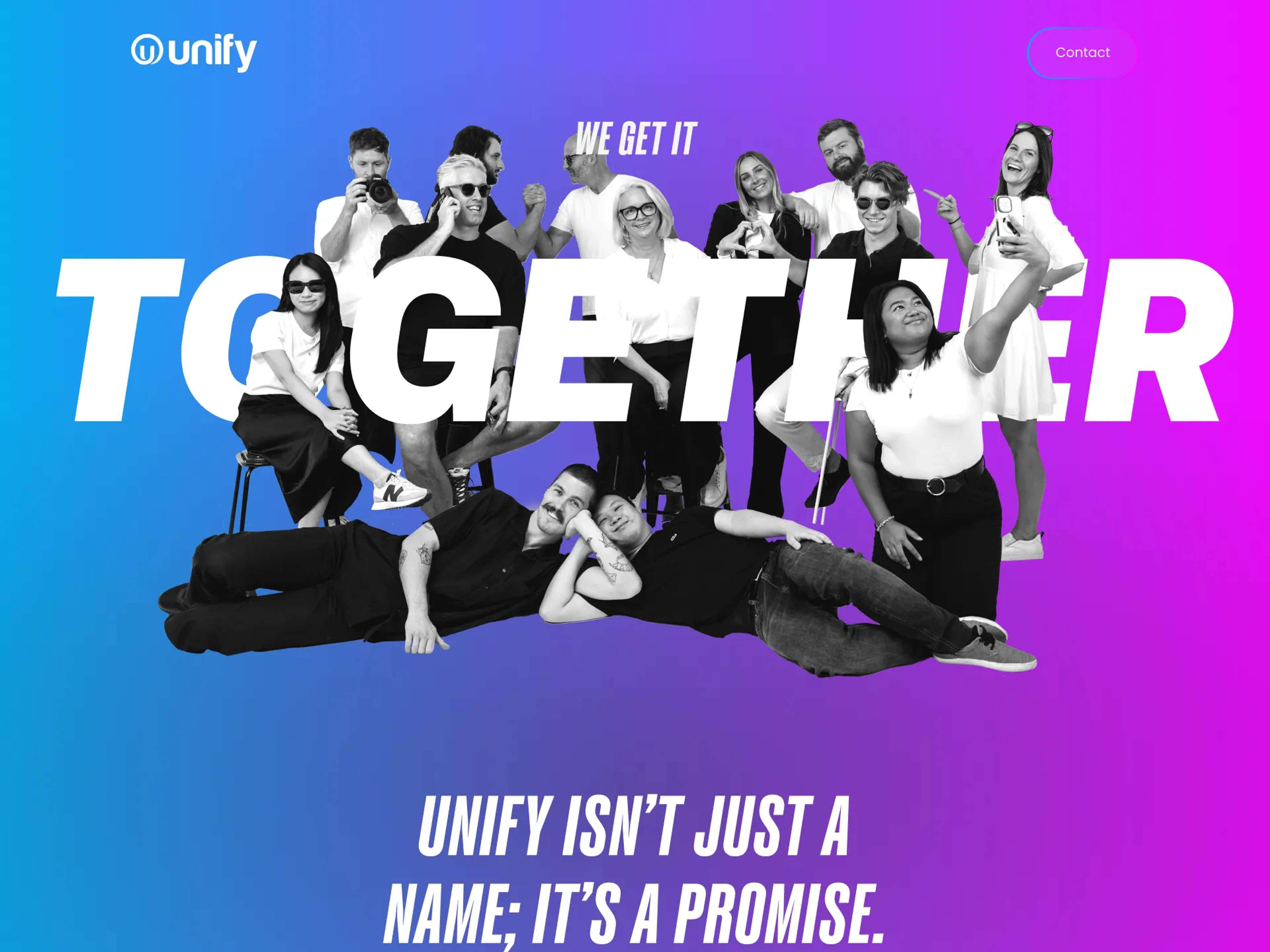 A mockup of the Unify hero panel.