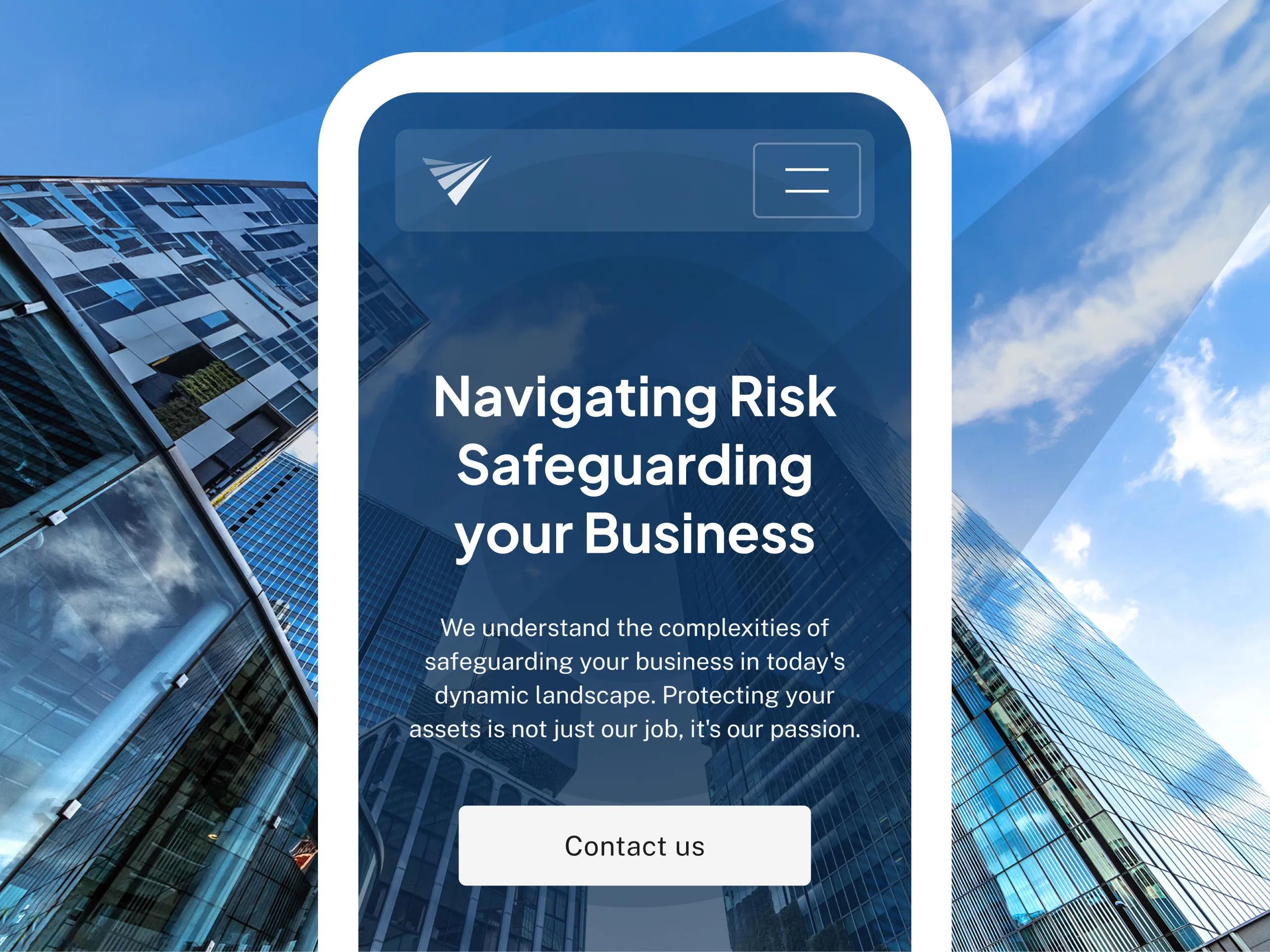 A mockup of the Vantage Insurance Brokers website on mobile.