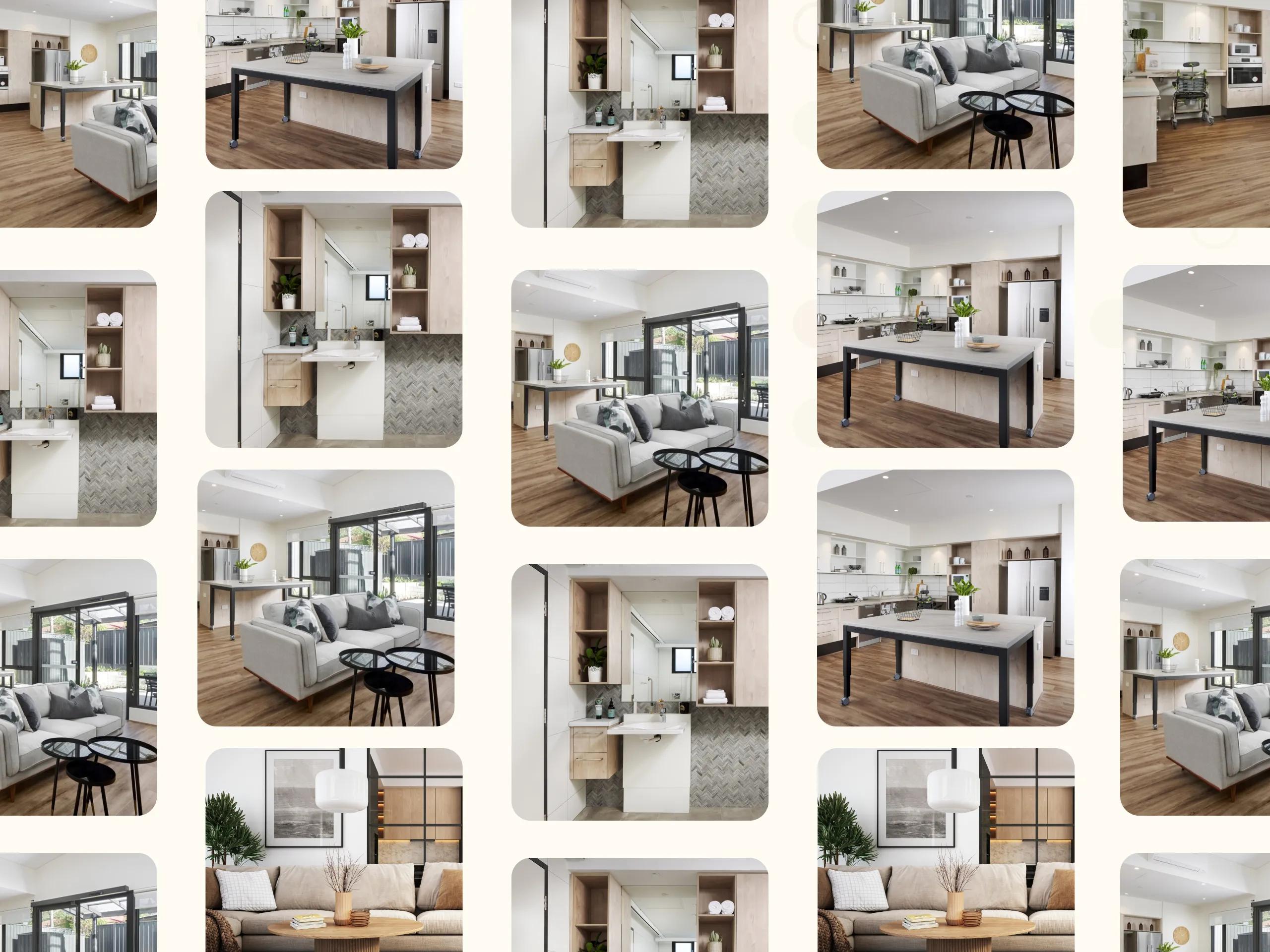 A series of photos showing the inside of Habilitas homes.