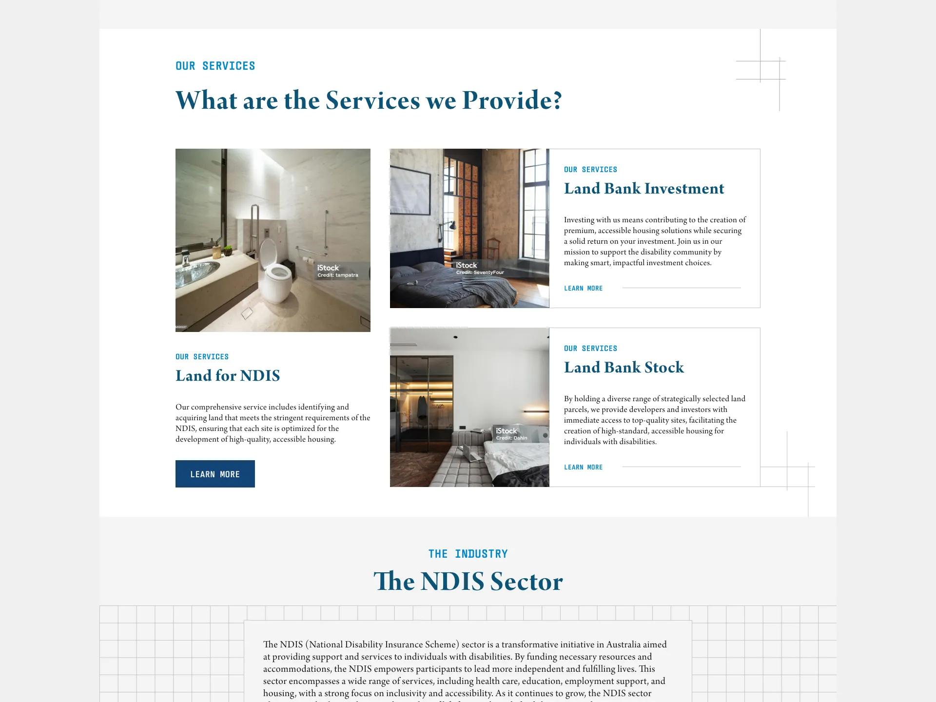 A mockup of the services section.
