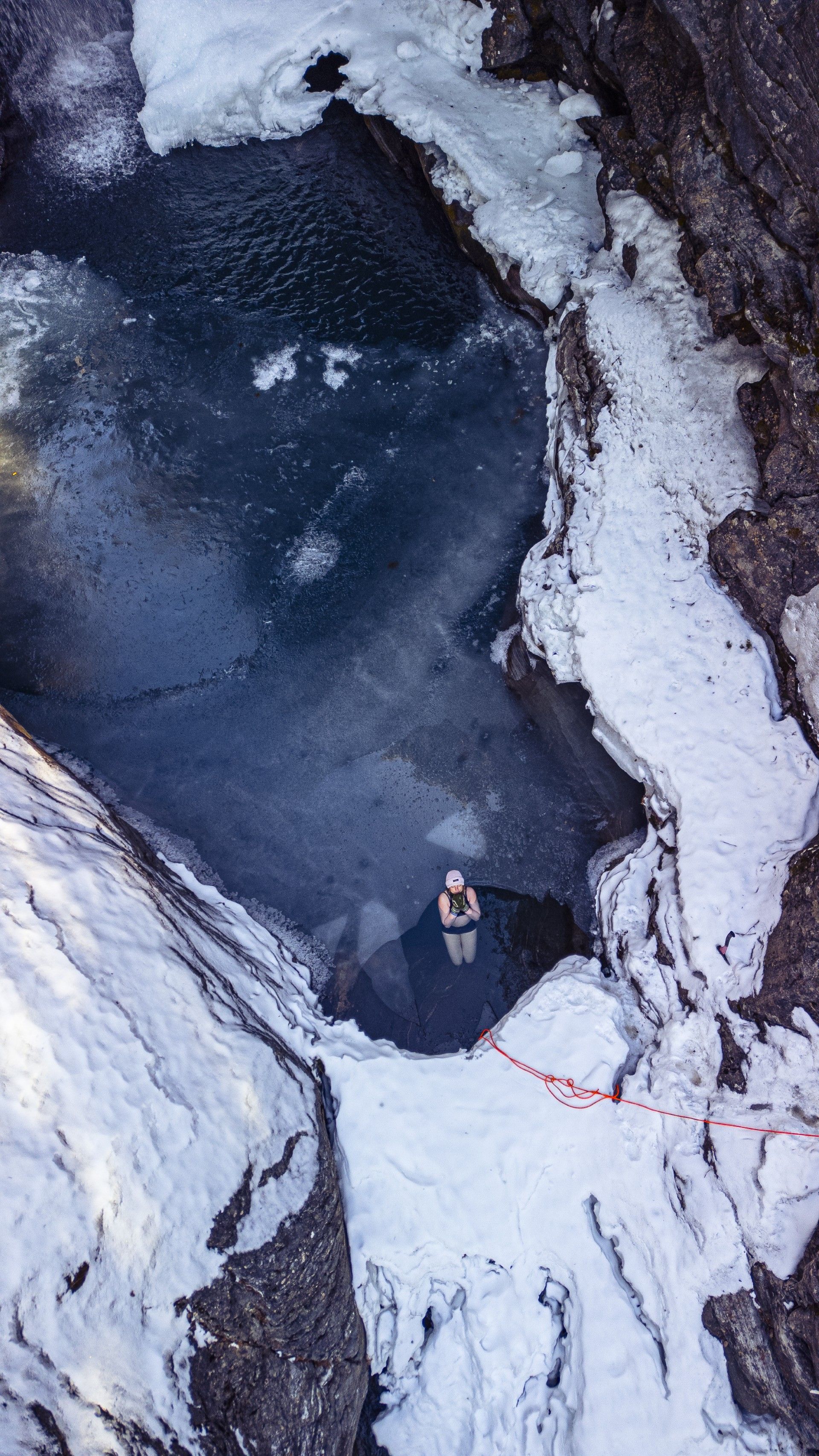 Personer som isbader