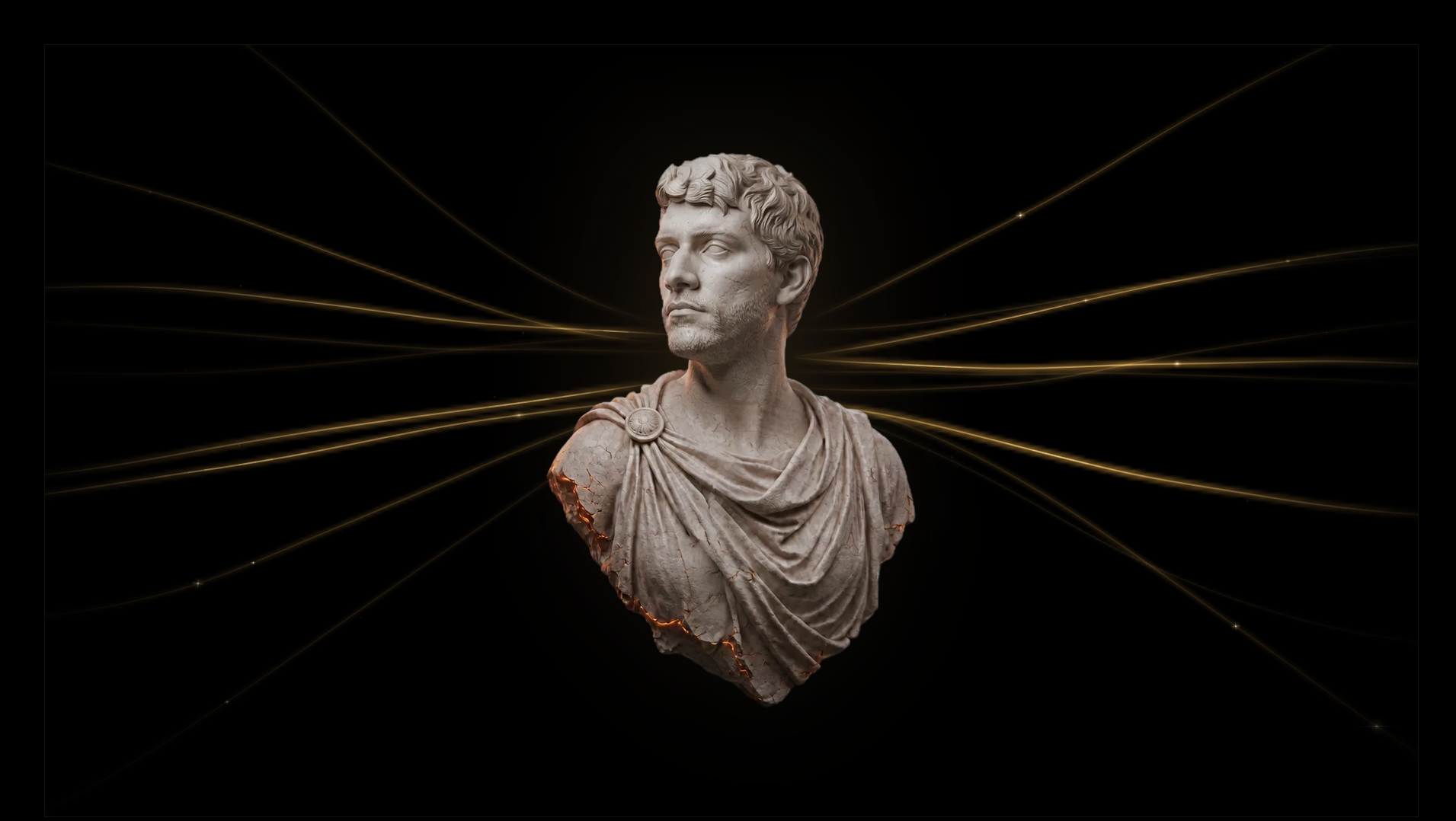 ApotheonAI blog cover featuring a centered classical Roman-style statue surrounded by glowing gold DivineFlow lines on a black background.
