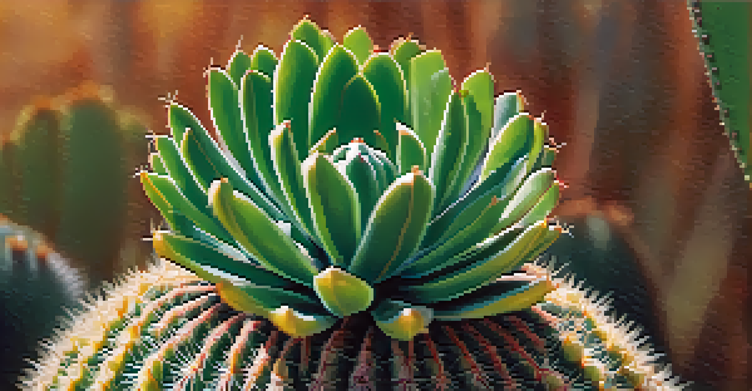 Close-up of a peyote cactus highlighting its texture and vibrant green color in natural light.