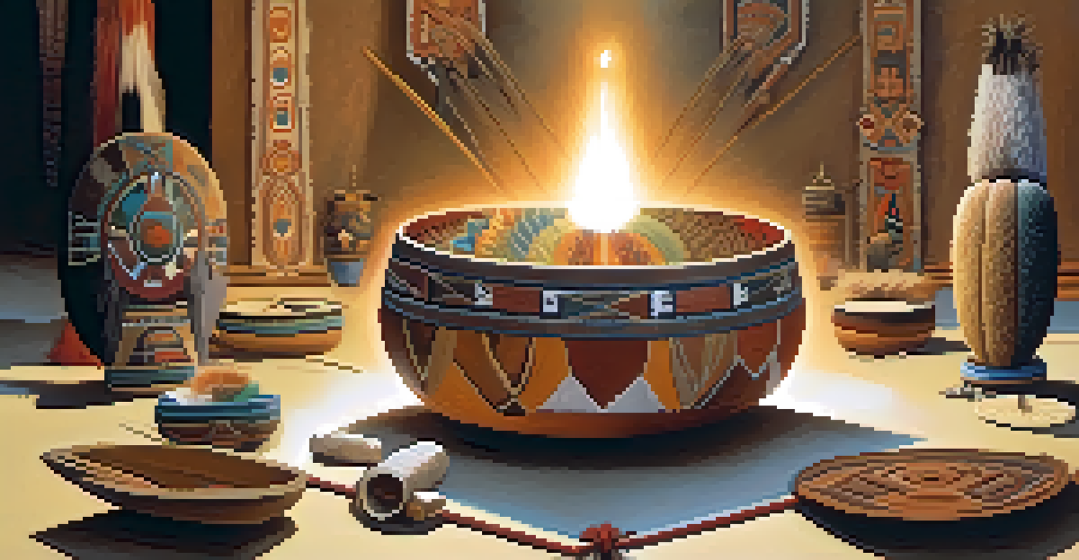 A peyote ceremony featuring traditional Native American elements and Christian symbols, with ceremonial items and a peyote cactus in a softly lit sacred space.