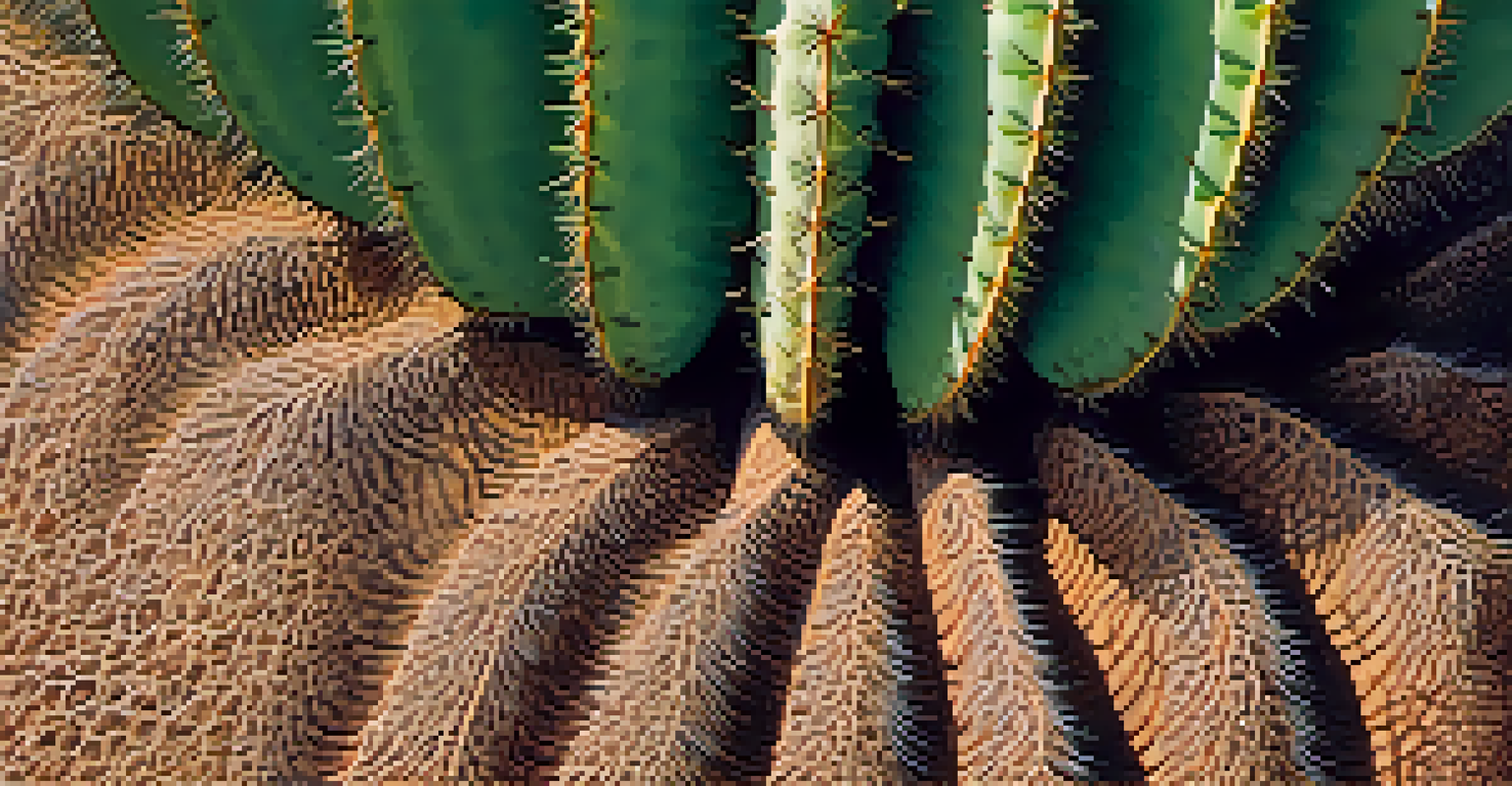 A close-up view of a peyote cactus with detailed spines and rich soil.