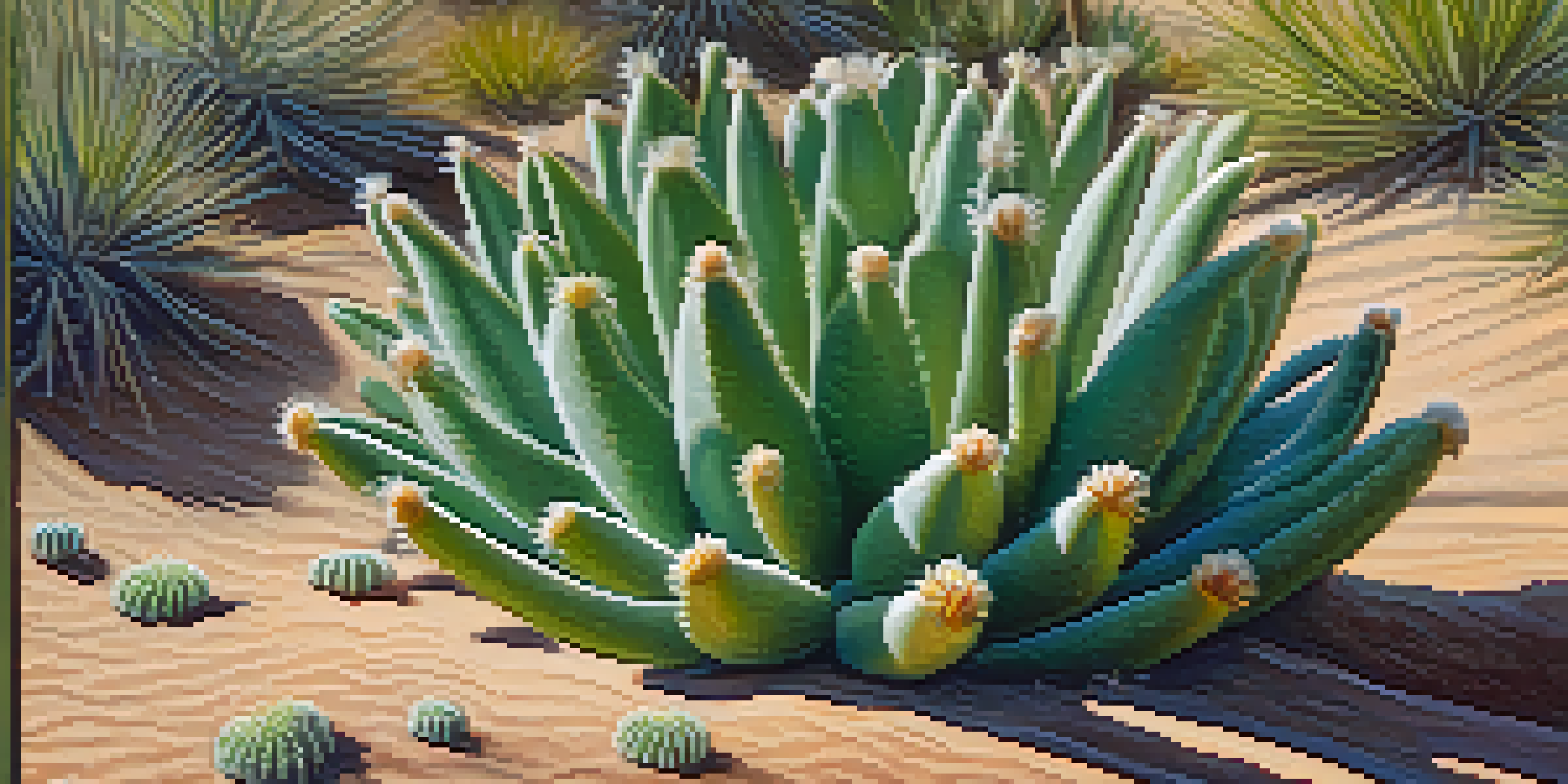 Close-up of a peyote cactus with vibrant green texture and unique spines, set against a softly blurred background with warm sunlight.