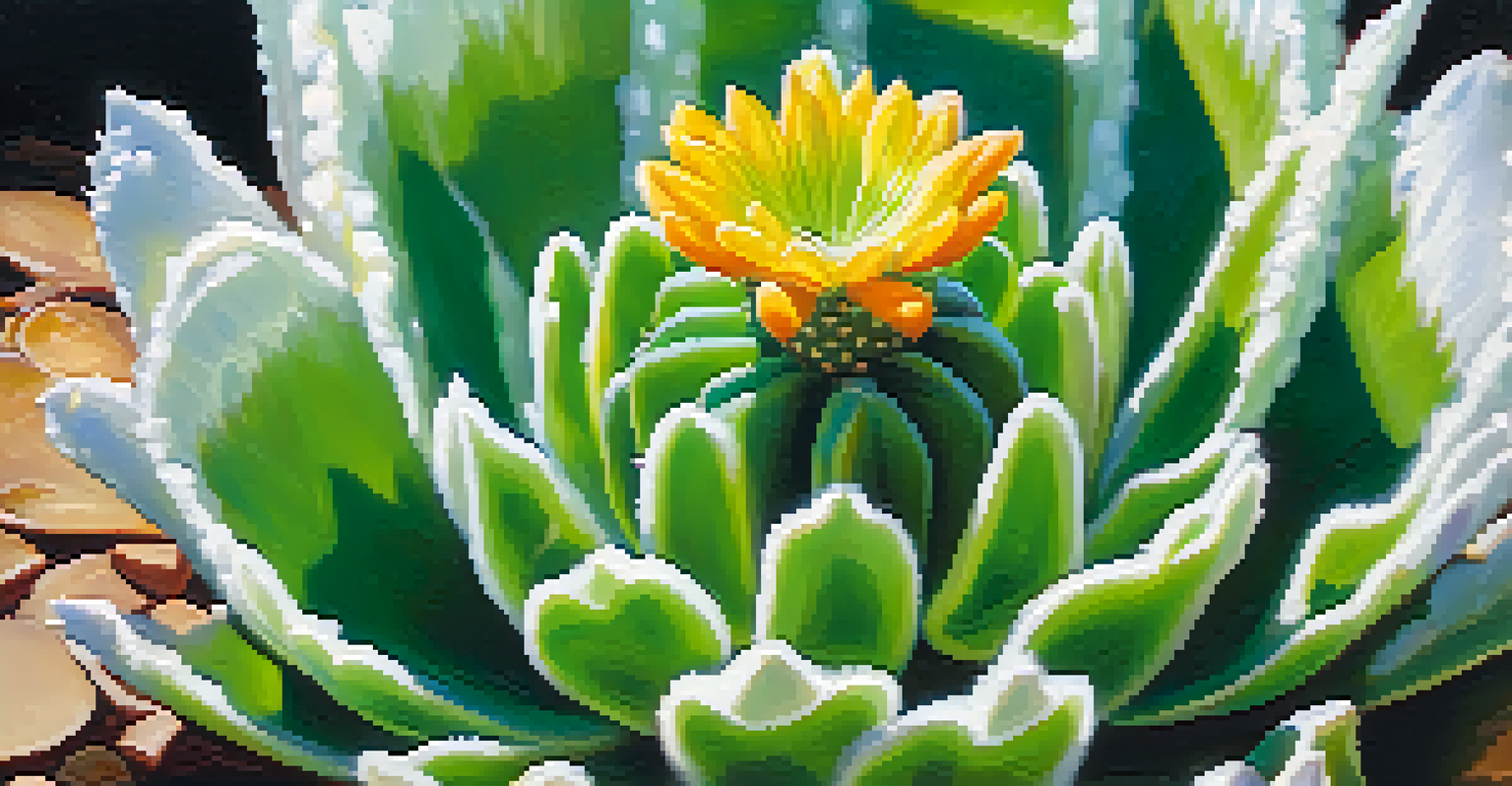 A detailed close-up of a peyote cactus in a communal setting, surrounded by soft natural light, emphasizing its unique features.
