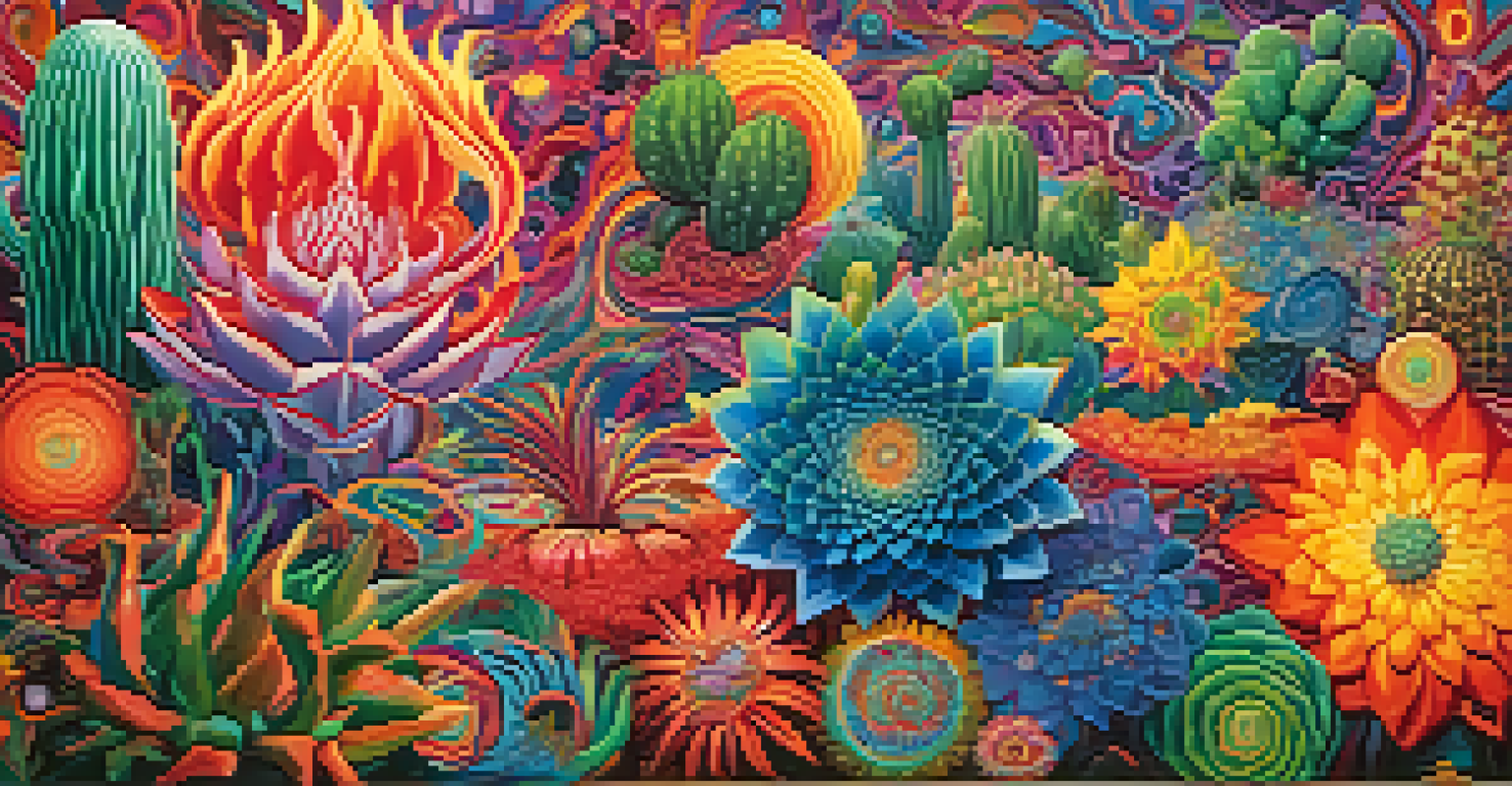 An abstract image featuring swirling patterns and vivid colors representing altered states of consciousness.