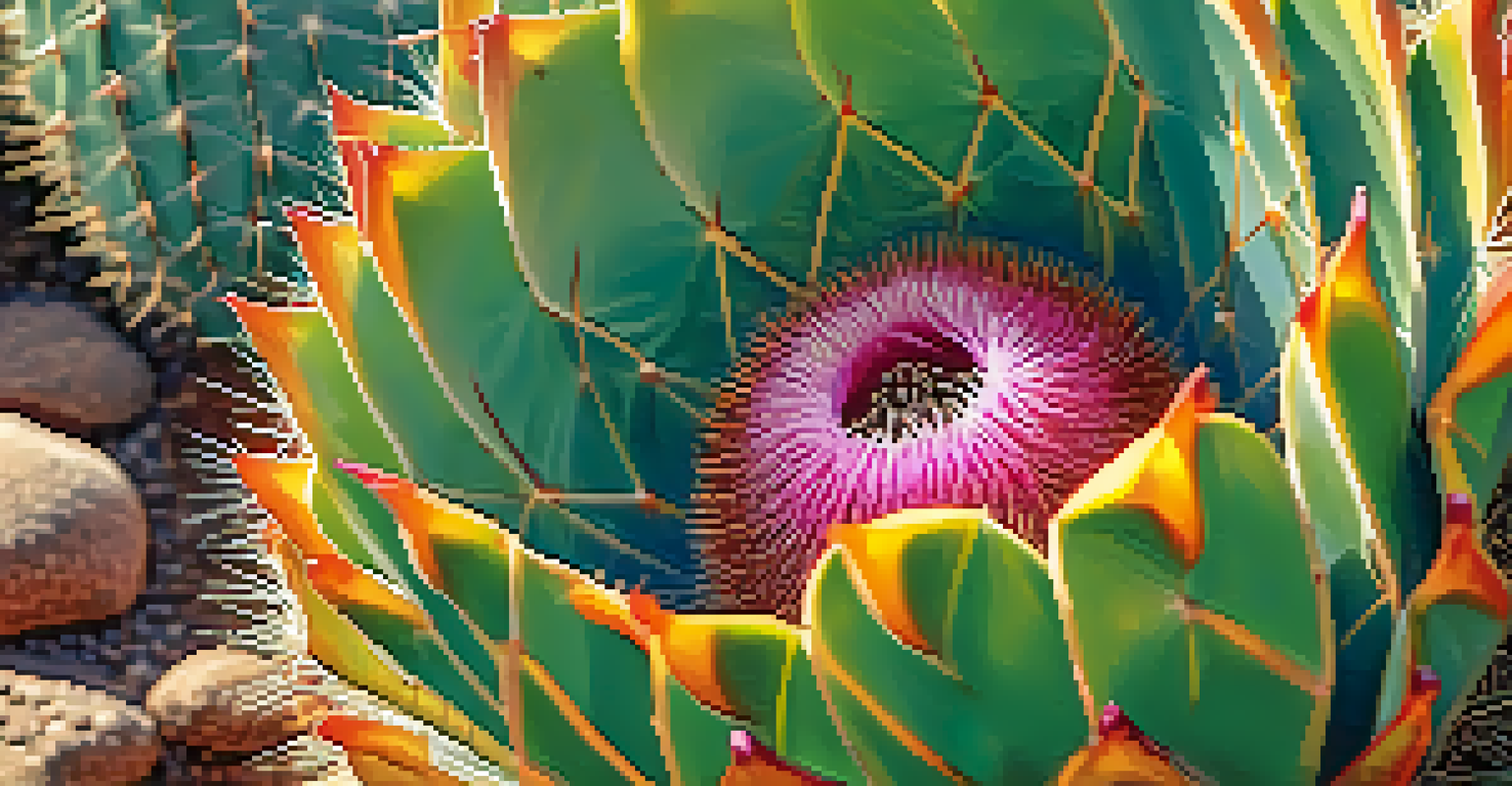 A close-up of a Peyote cactus showing its textures and colors in soft morning light.