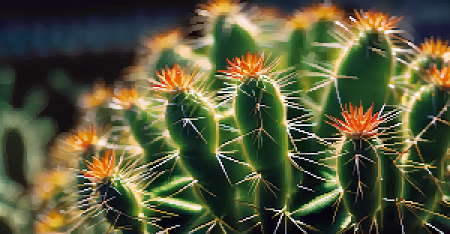 A close-up view of a peyote cactus, focusing on its details and textures against a blurred background.