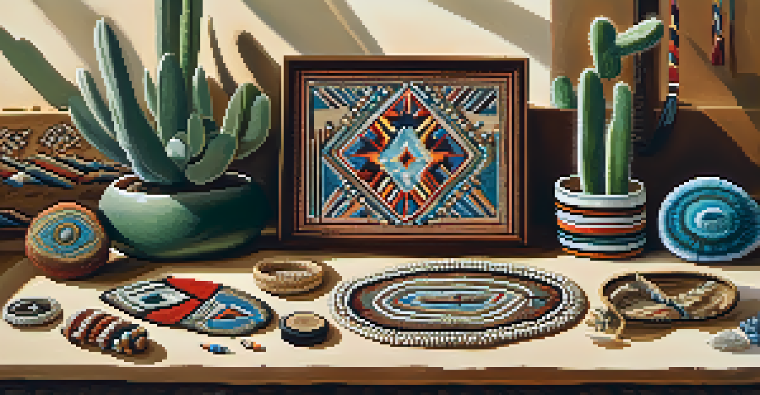 Close-up of fresh peyote buttons on a wooden altar, decorated with traditional Native American artifacts, illuminated by soft natural light.