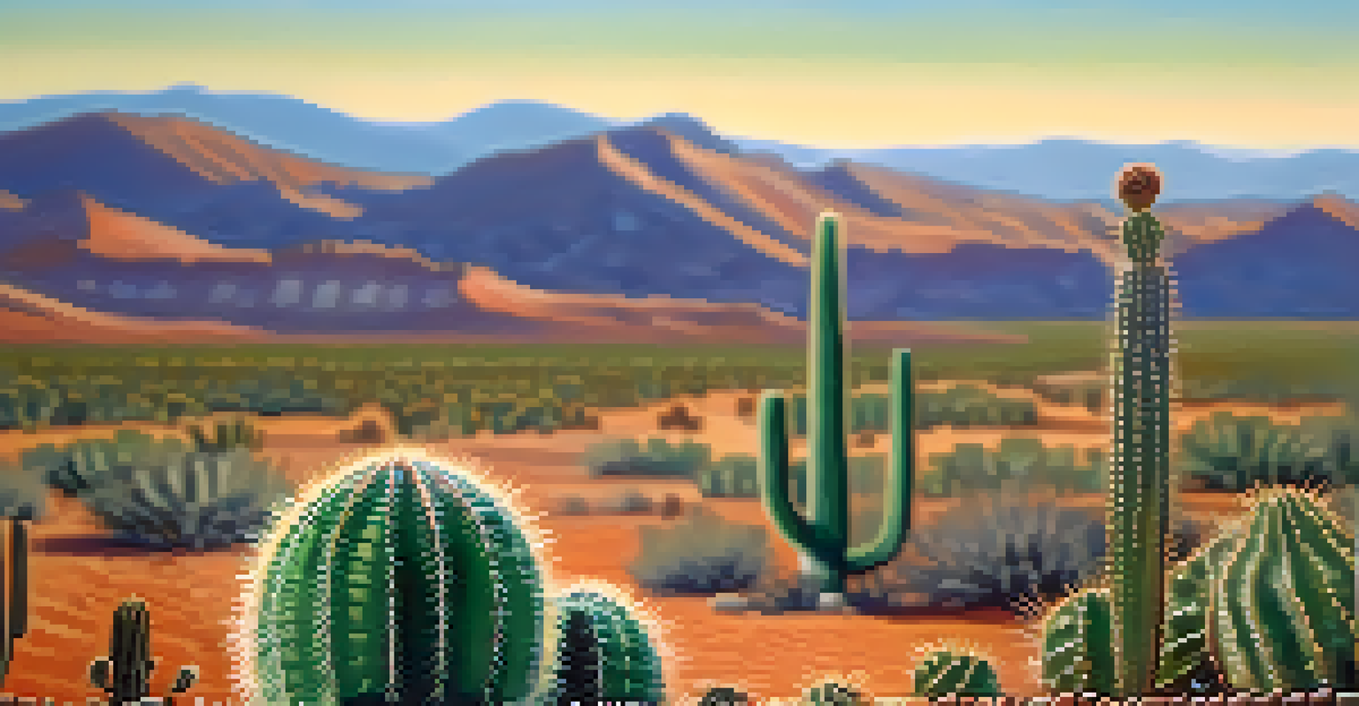A close-up of a peyote cactus highlighting its unique patterns and textures against a blurred desert background.