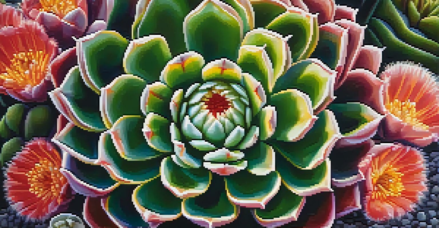A detailed close-up of a peyote cactus, highlighting its unique texture, vibrant flowers, and surrounding natural elements.