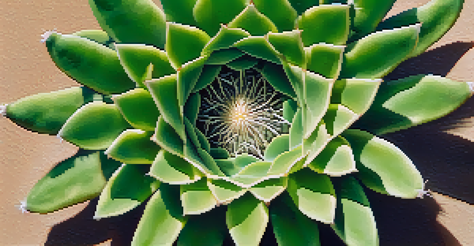 A close-up of a peyote cactus highlighting its texture and vibrant green color against a blurred sandy background.