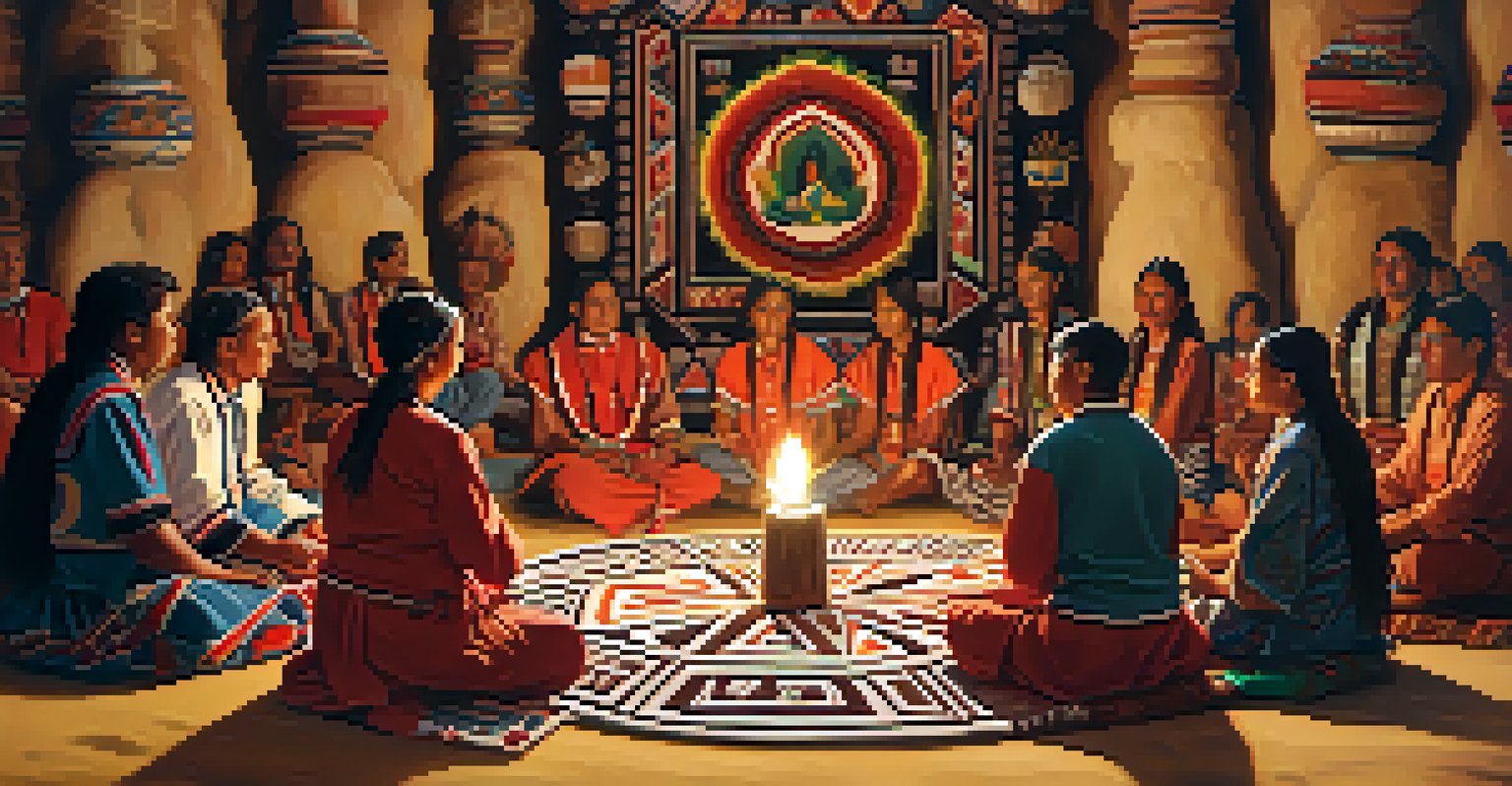 Participants in a peyote ceremony, celebrating spirituality in a traditional setting.